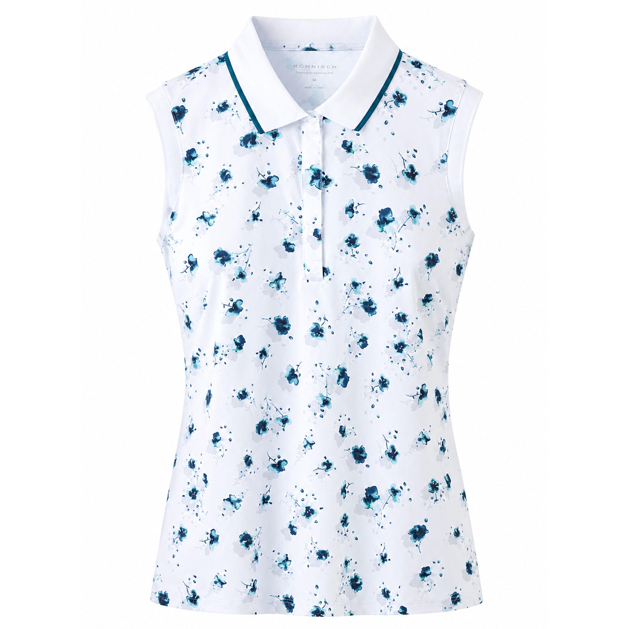Rohnisch Deni Ladies Golf Sleeveless Polo Shirt Teal Mountain Bloom