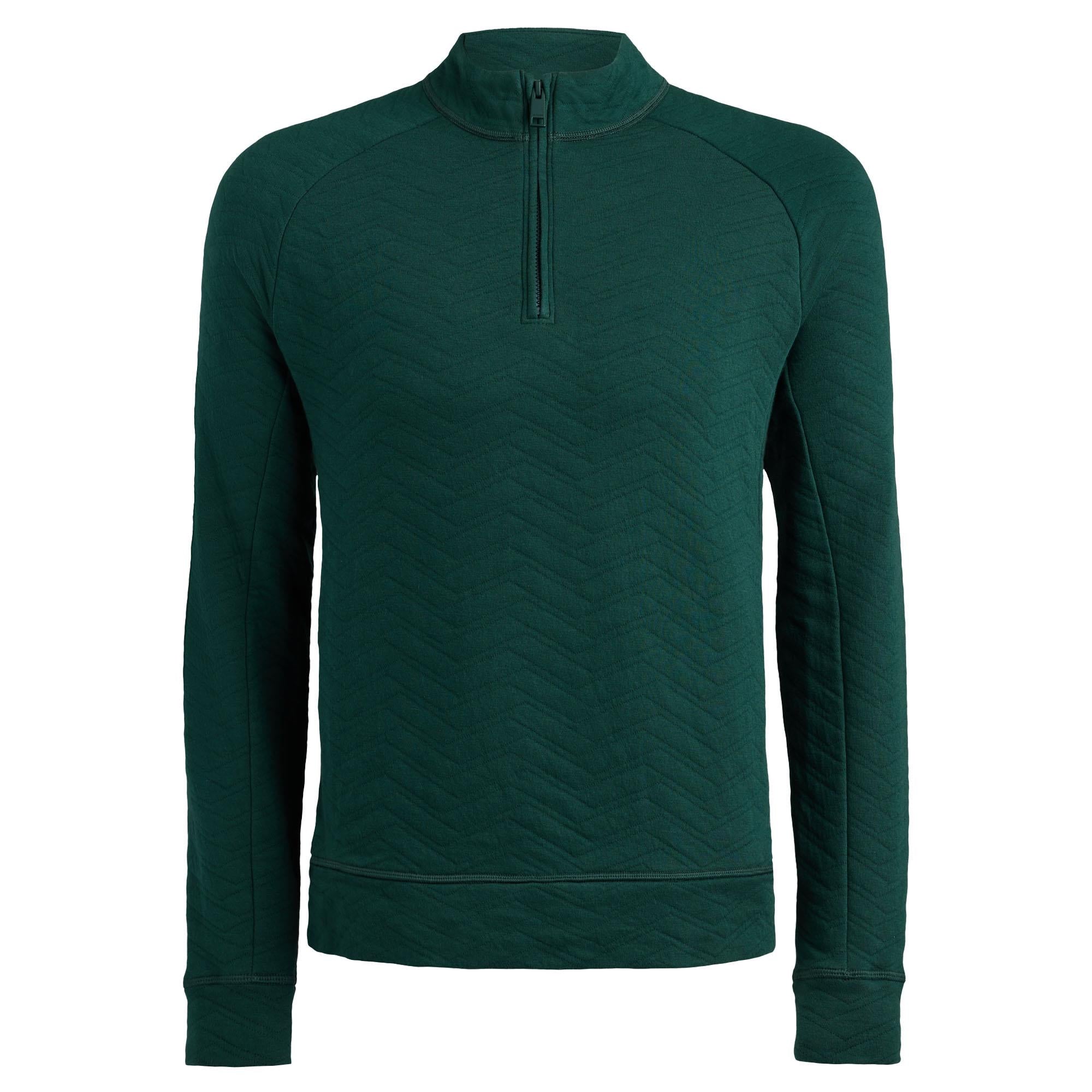 G/FORE Dunes Cotton Quilted 1/4 Zip Mens Golf Pullover Pine