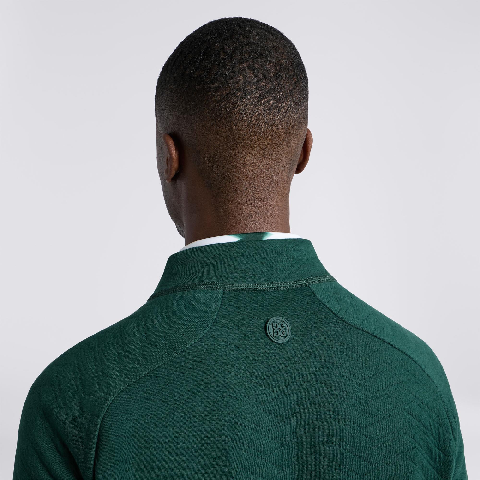 G/FORE Dunes Cotton Quilted 1/4 Zip Mens Golf Pullover Pine