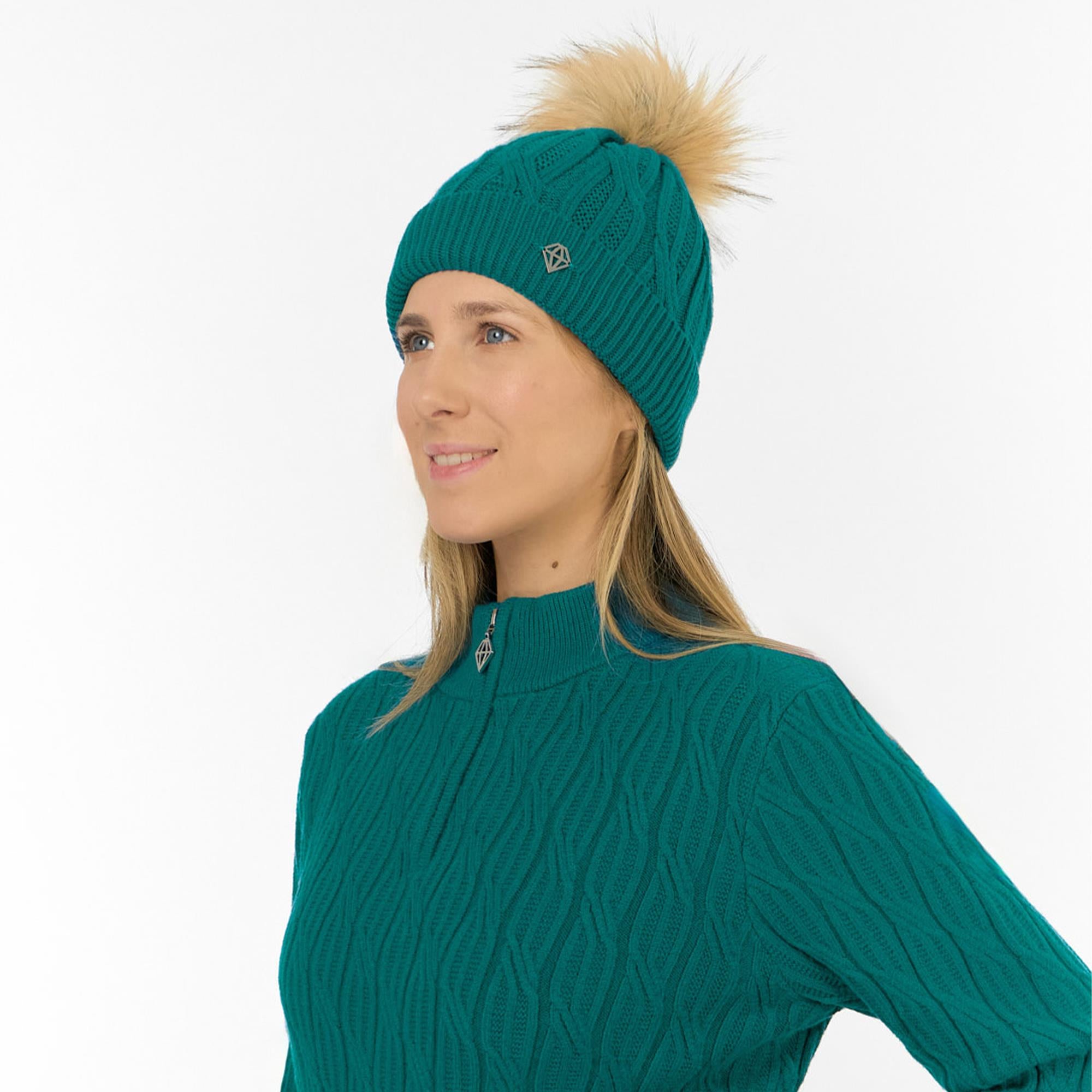 Pure Golf Greta Waterproof Lined Ladies Golf Beanie Deep Teal