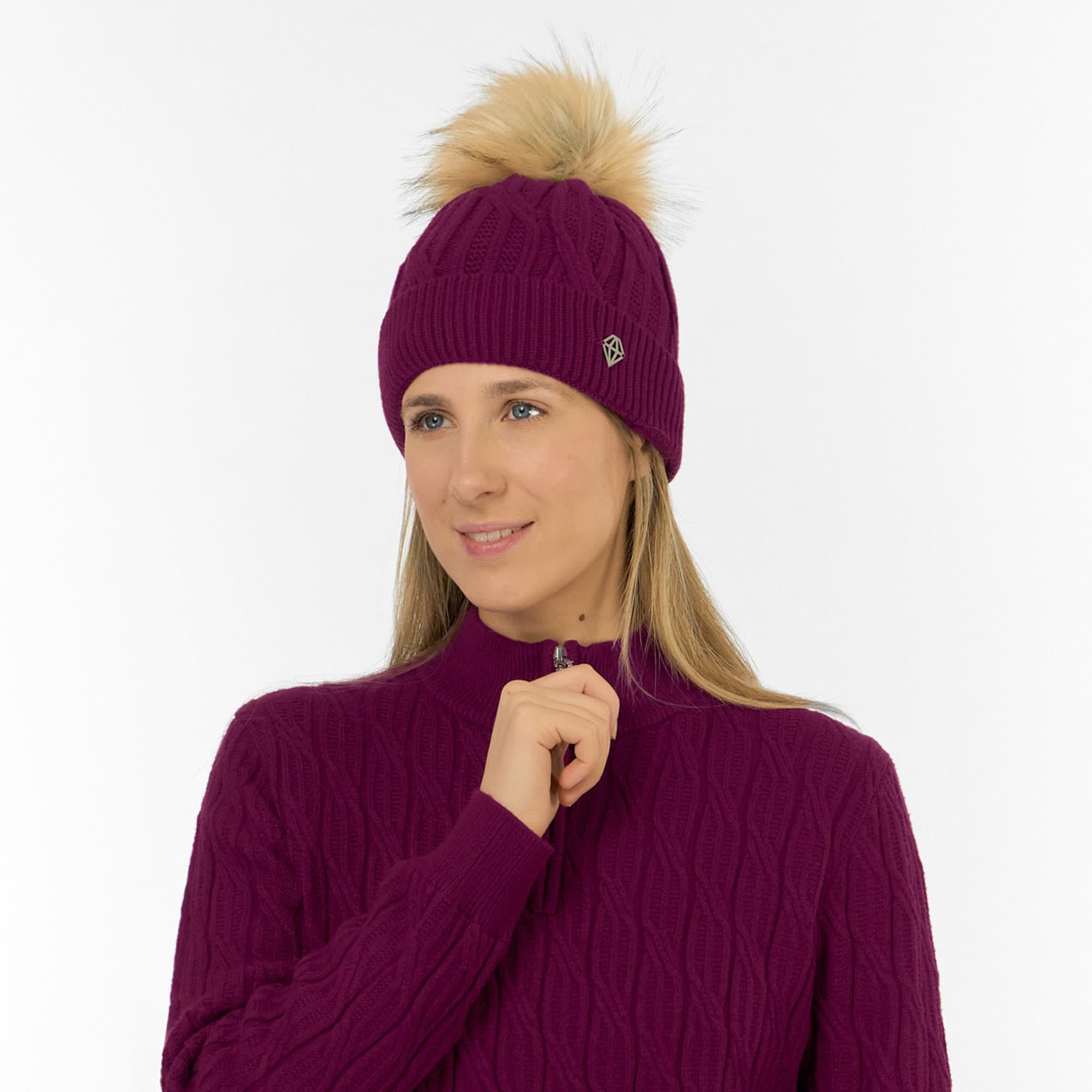 Pure Golf Greta Waterproof Lined Ladies Golf Beanie Morello Cherry