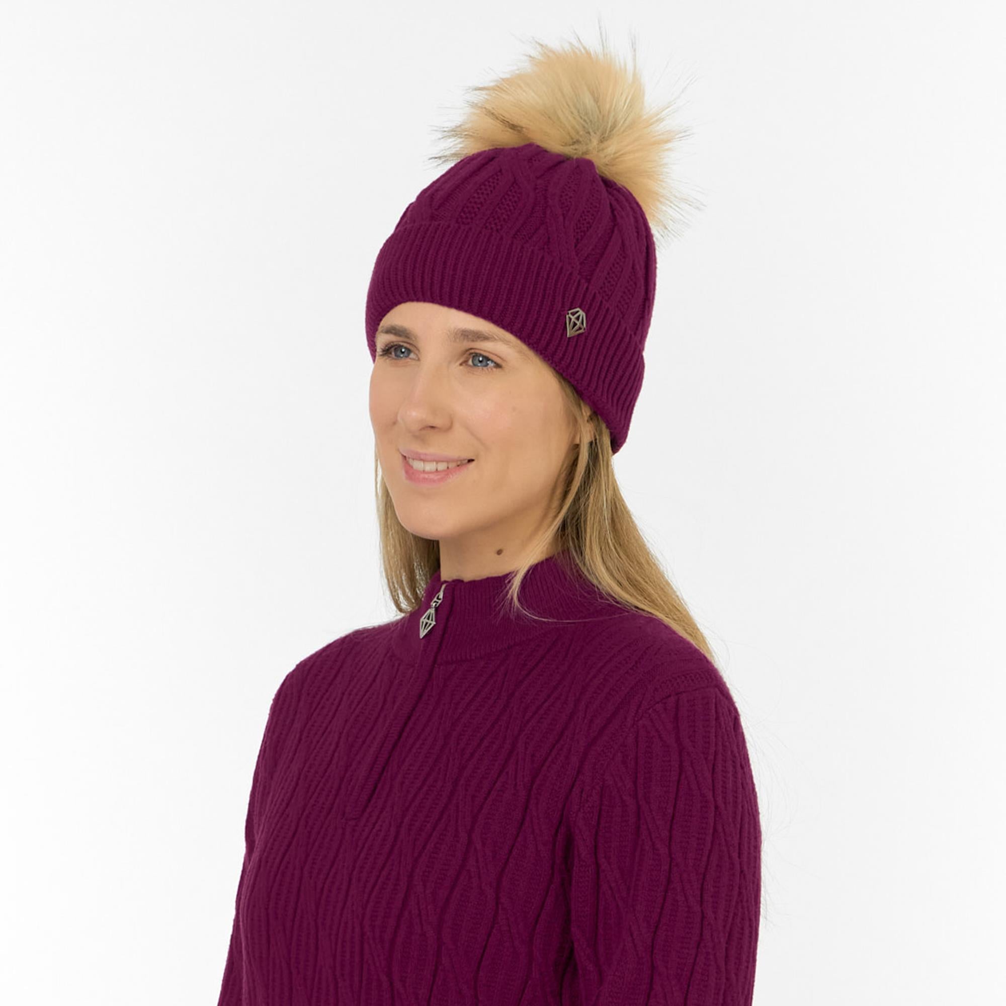 Pure Golf Greta Waterproof Lined Ladies Golf Beanie Morello Cherry