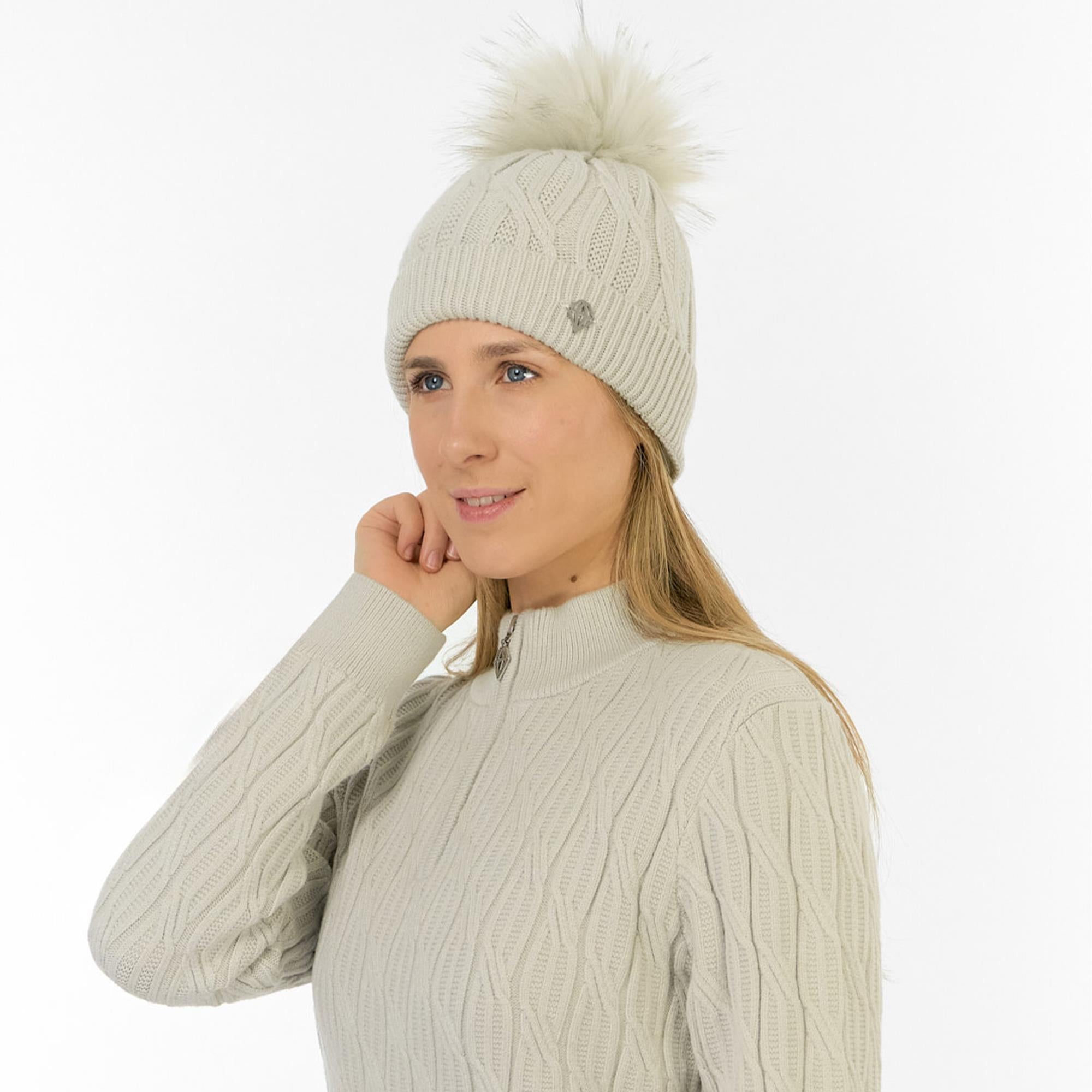 Pure Golf Greta Waterproof Lined Ladies Golf Beanie Oyster