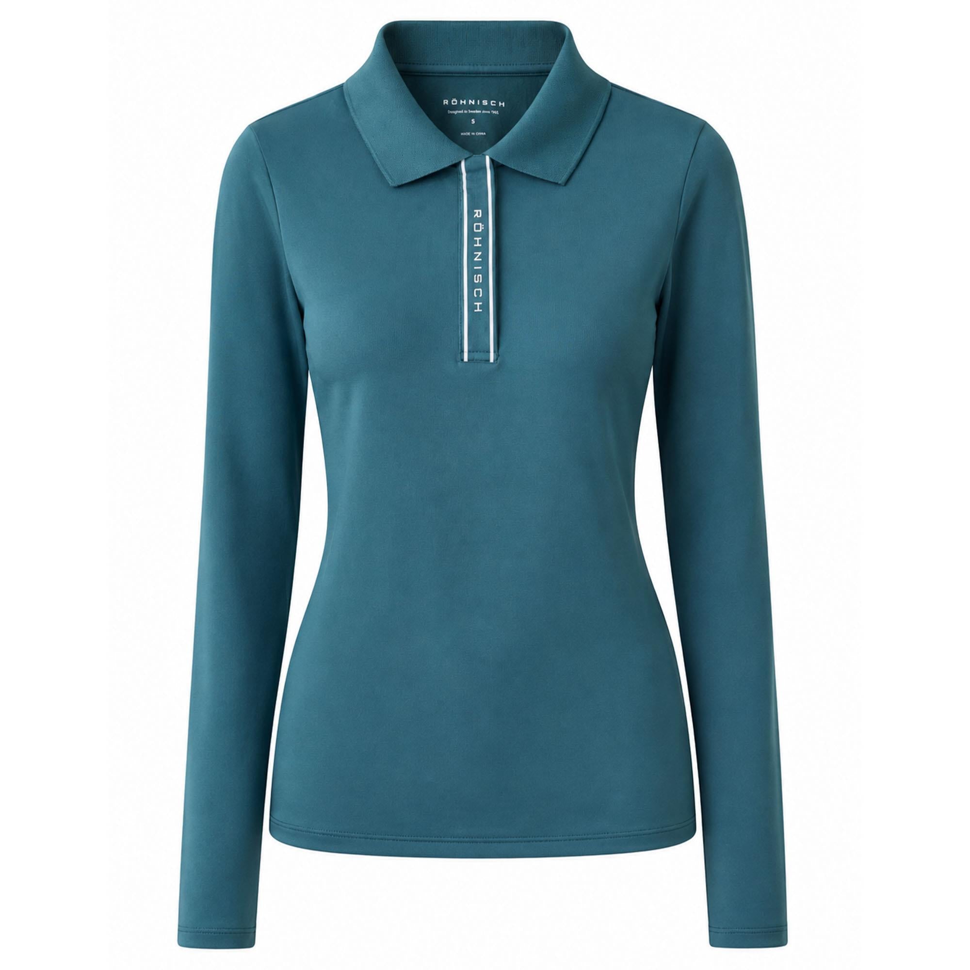 Rohnisch Warm Team Ladies Brushed Long Sleeve Golf Polo Shirt Hydro