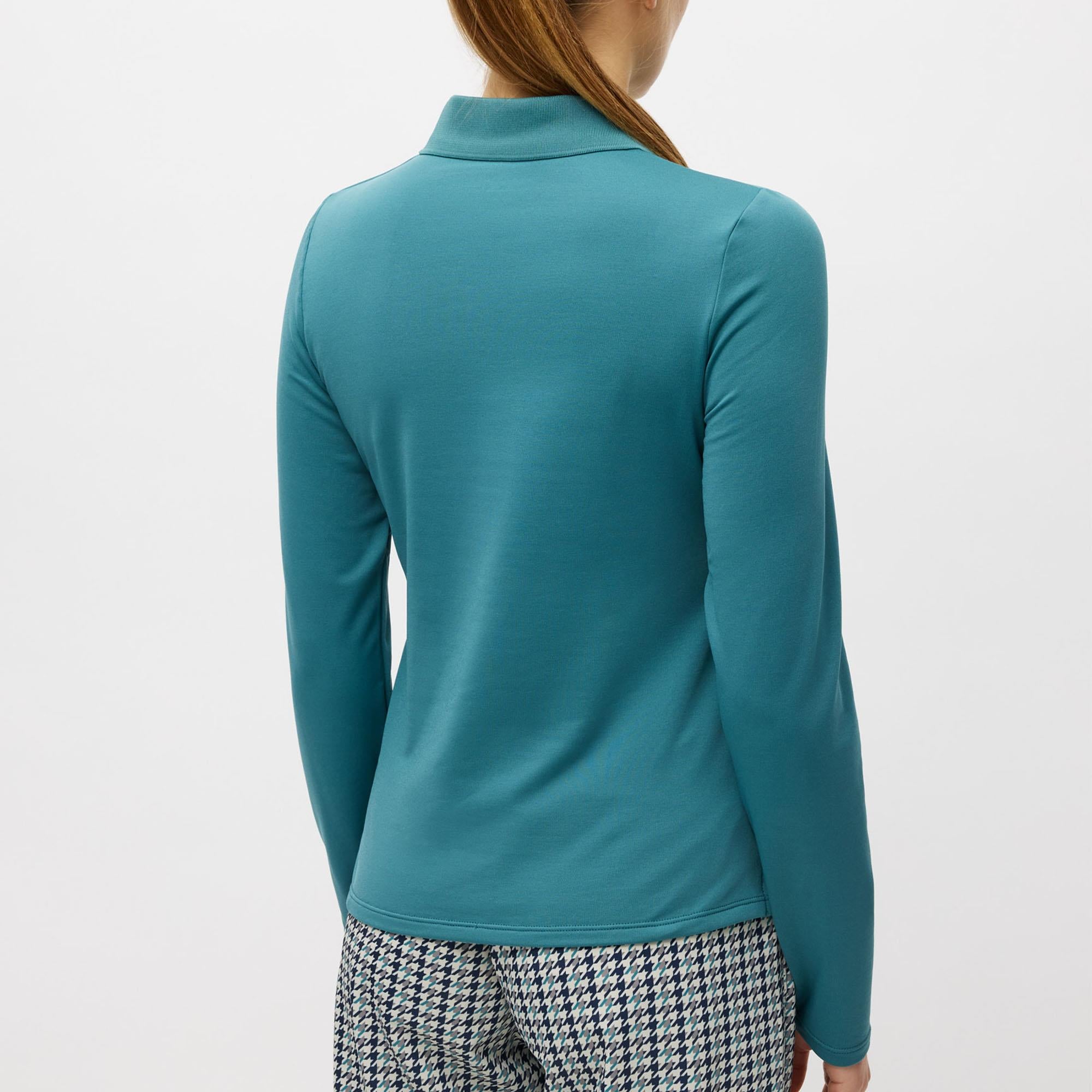Rohnisch Warm Team Ladies Brushed Long Sleeve Golf Polo Shirt Hydro