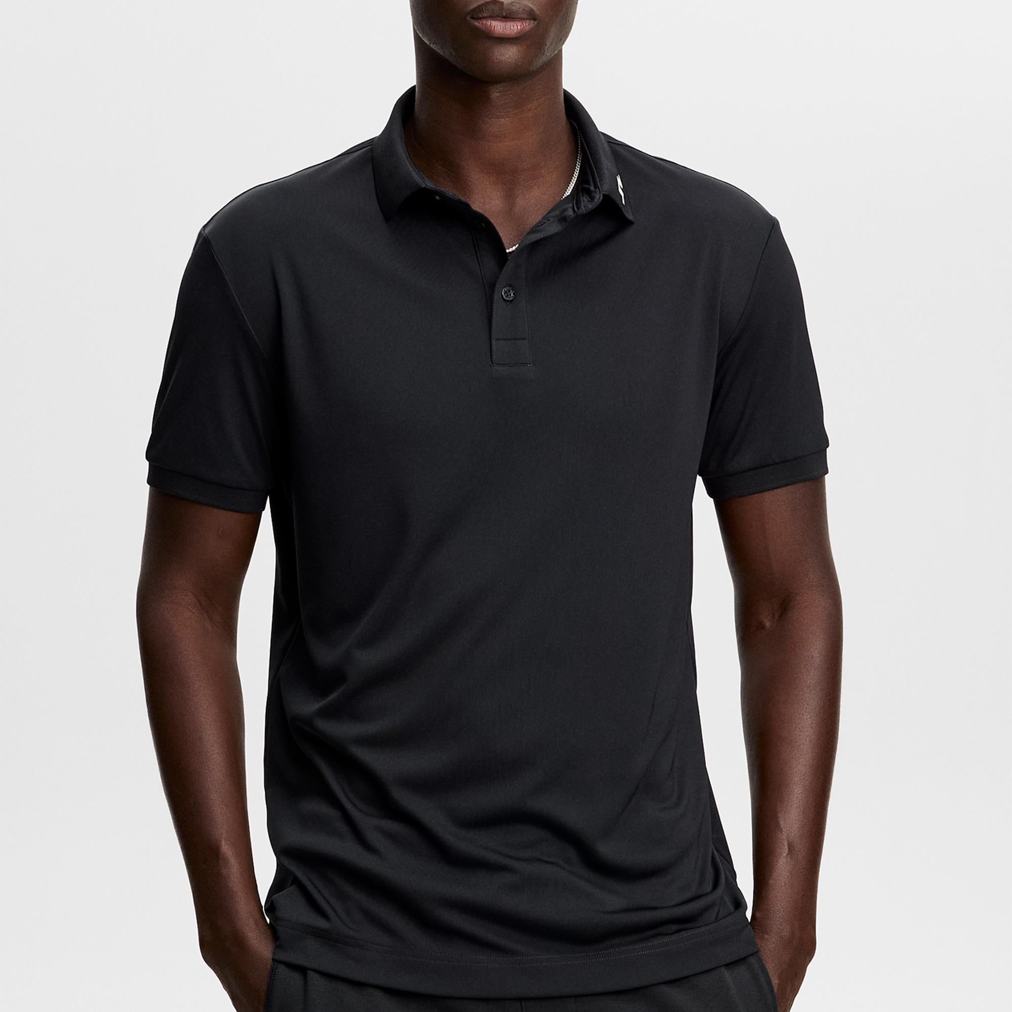 J Lindeberg KV Print Mens Golf Polo Shirt Black