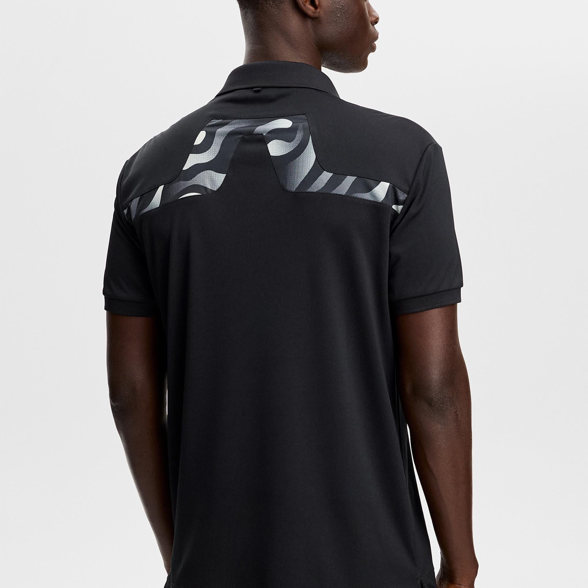 J Lindeberg KV Print Mens Golf Polo Shirt Black