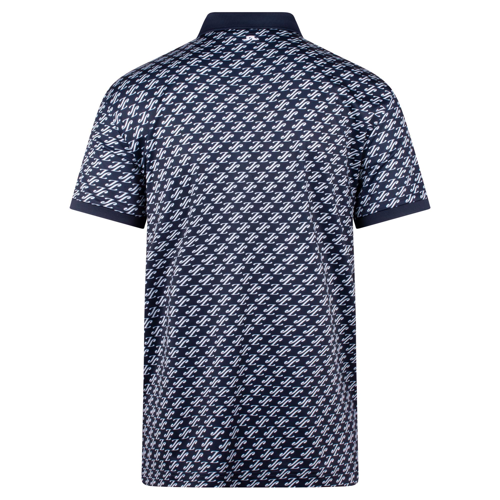 J Lindeberg Tour Tech Print Mens Golf Polo Shirt Cardi Jacquard Navy