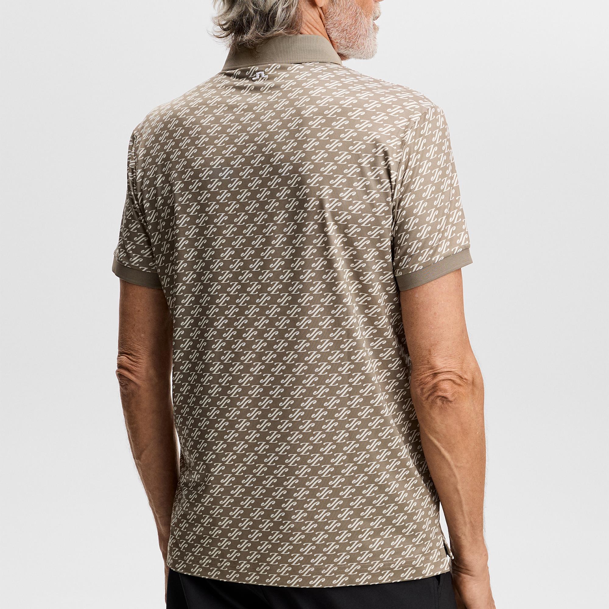 J Lindeberg Tour Tech Print Mens Golf Polo Shirt Cardi Jacquard S Brindle