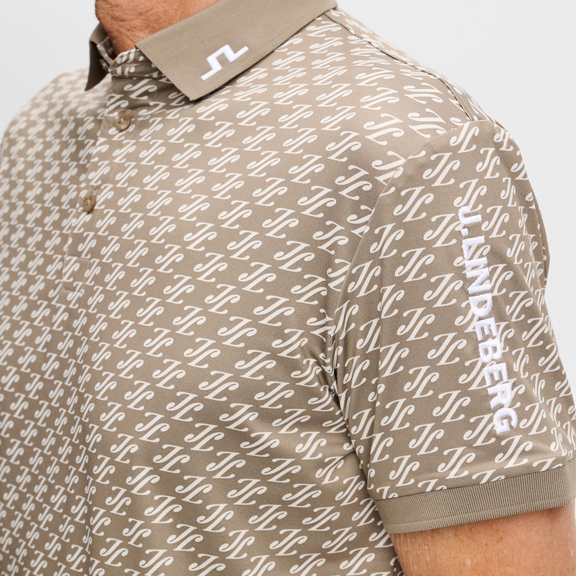 J Lindeberg Tour Tech Print Mens Golf Polo Shirt Cardi Jacquard S Brindle