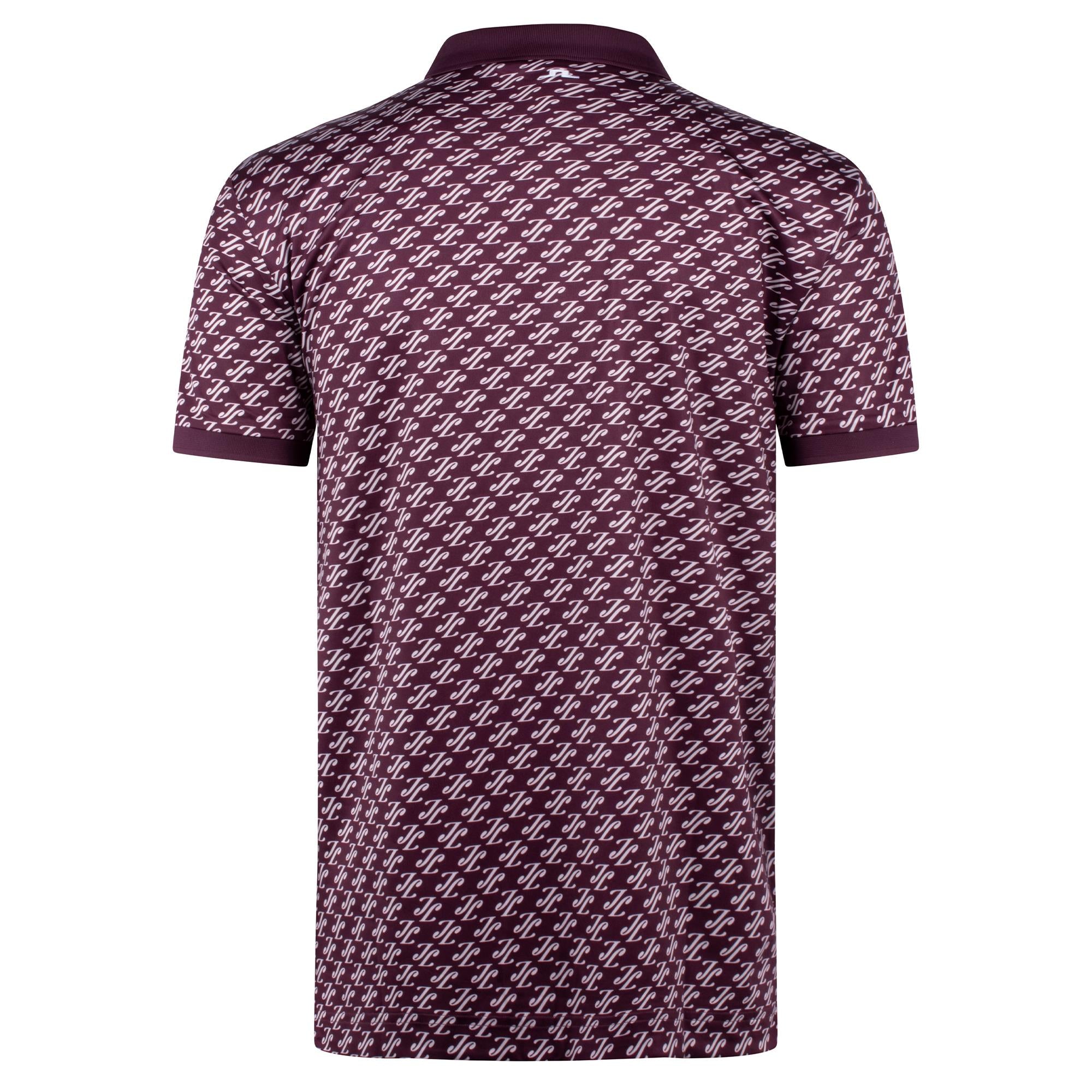 J Lindeberg Tour Tech Print Mens Golf Polo Shirt Cardi Jacquard Winetasting