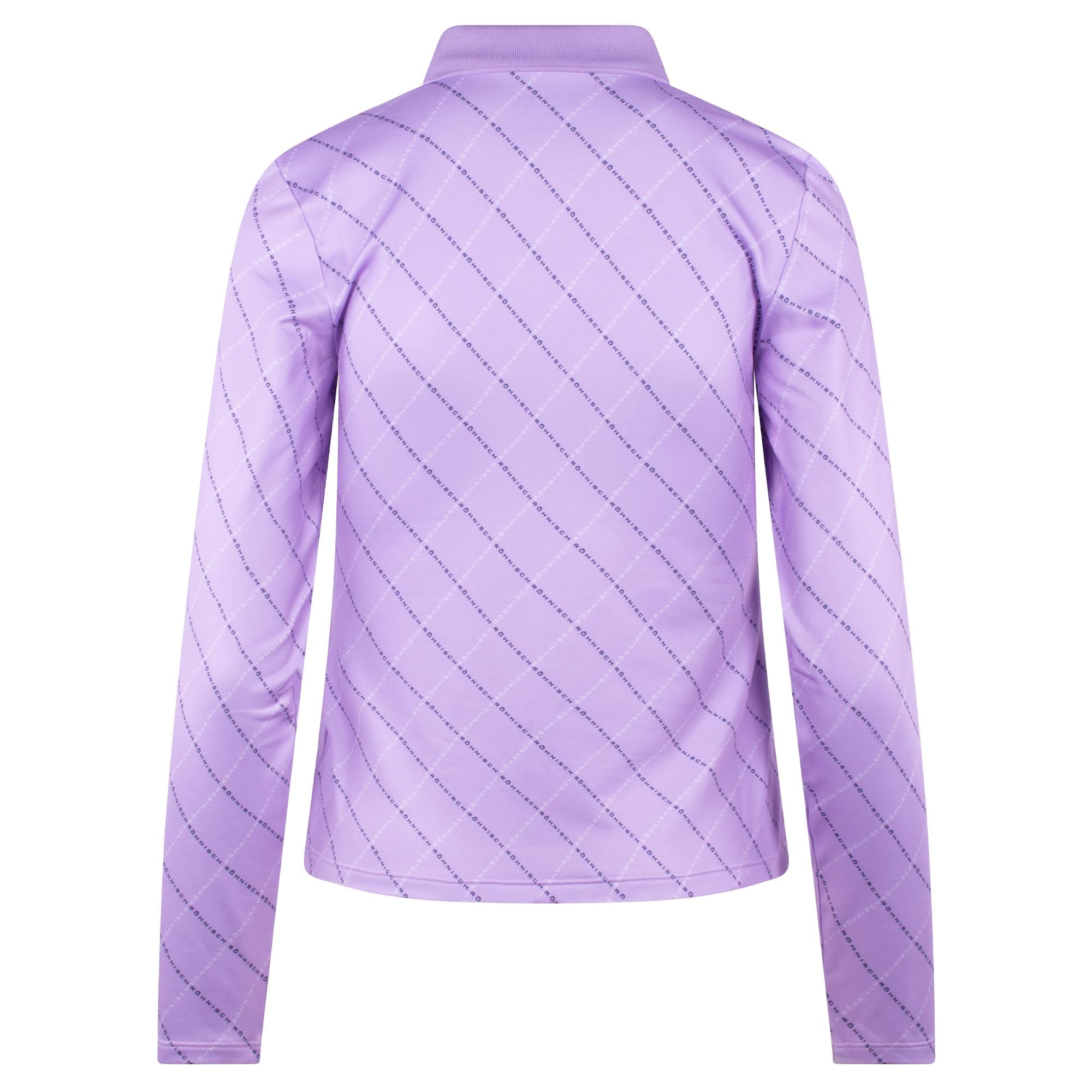 Rohnisch Warm Team Ladies Brushed Long Sleeve Golf Polo Shirt Orchid Logo Argyle