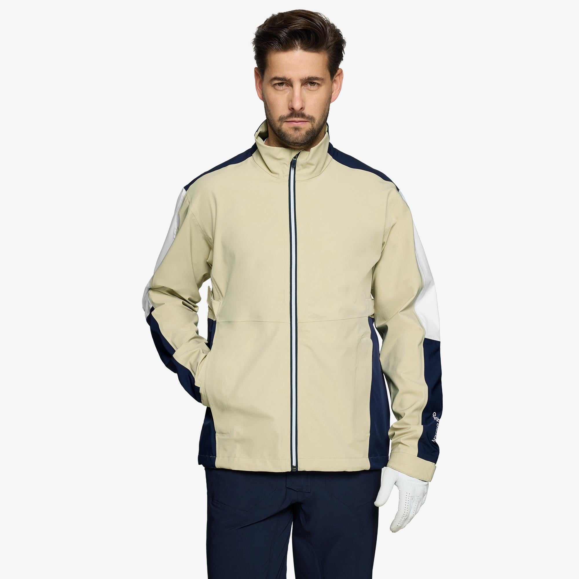 Galvin Green Arlo Dryvr Pertex Mens Waterproof Jacket Sand/Navy/White