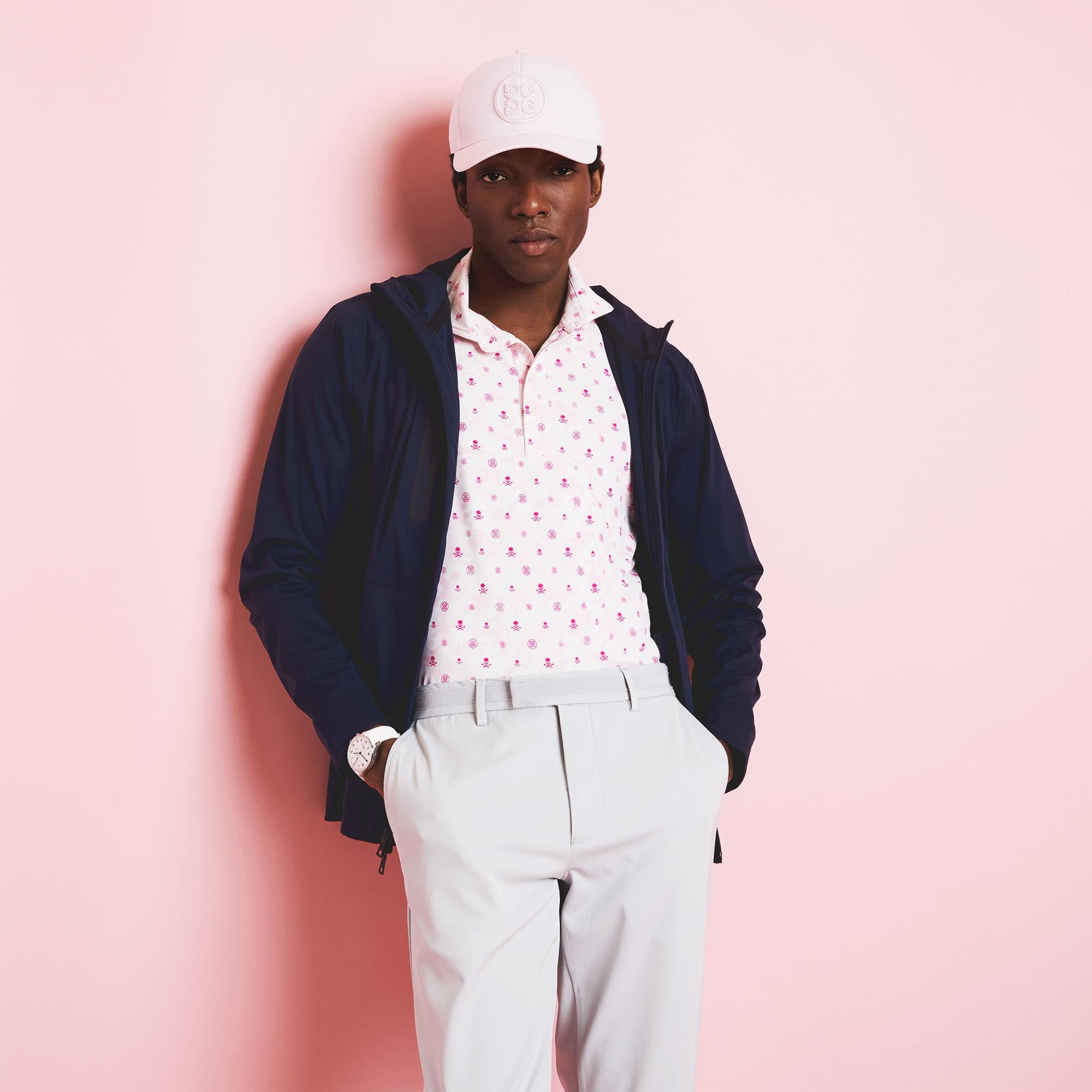 G/FORE Mapped Icon Camo Tech Jersey Mens Golf Polo Petal
