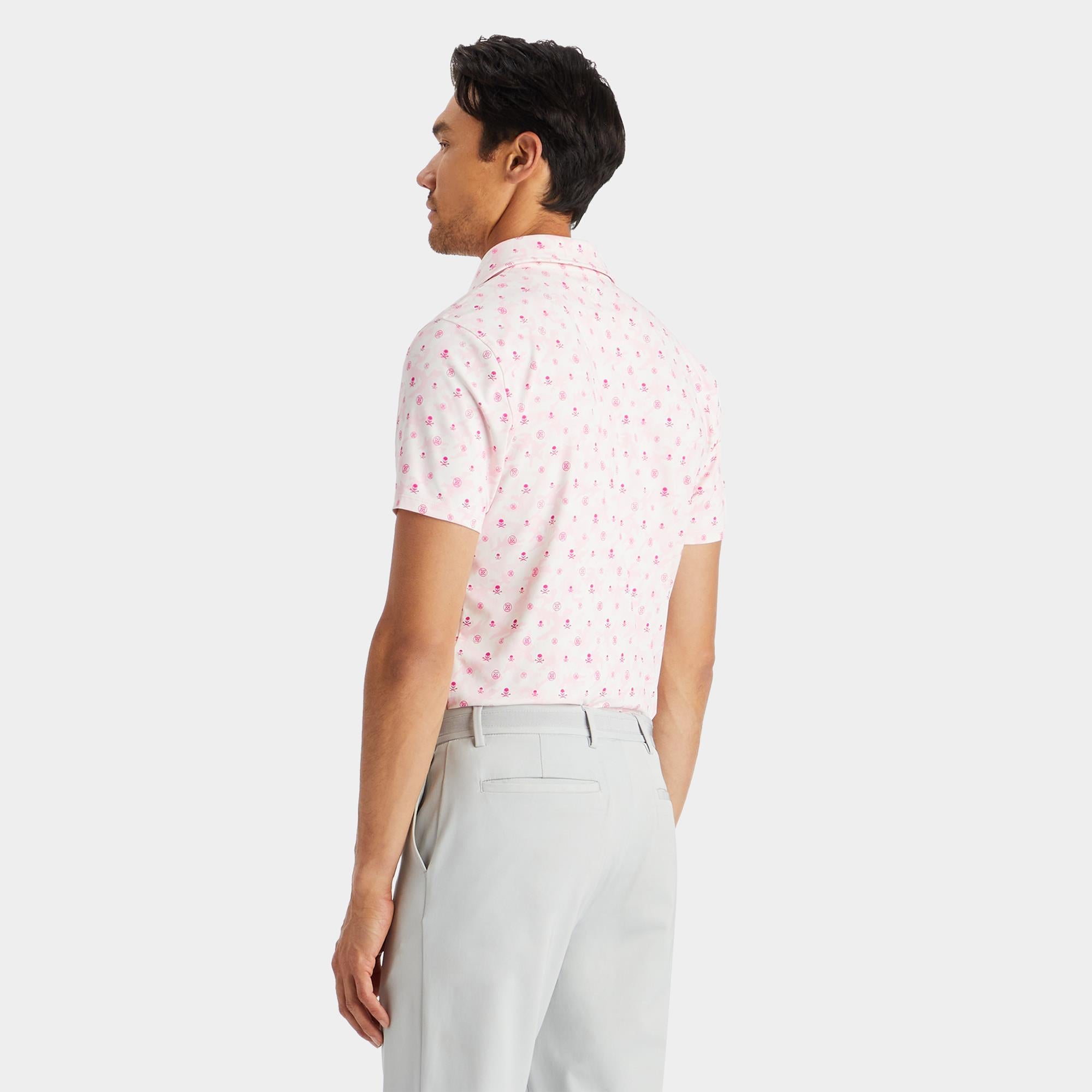 G/FORE Mapped Icon Camo Tech Jersey Mens Golf Polo Petal