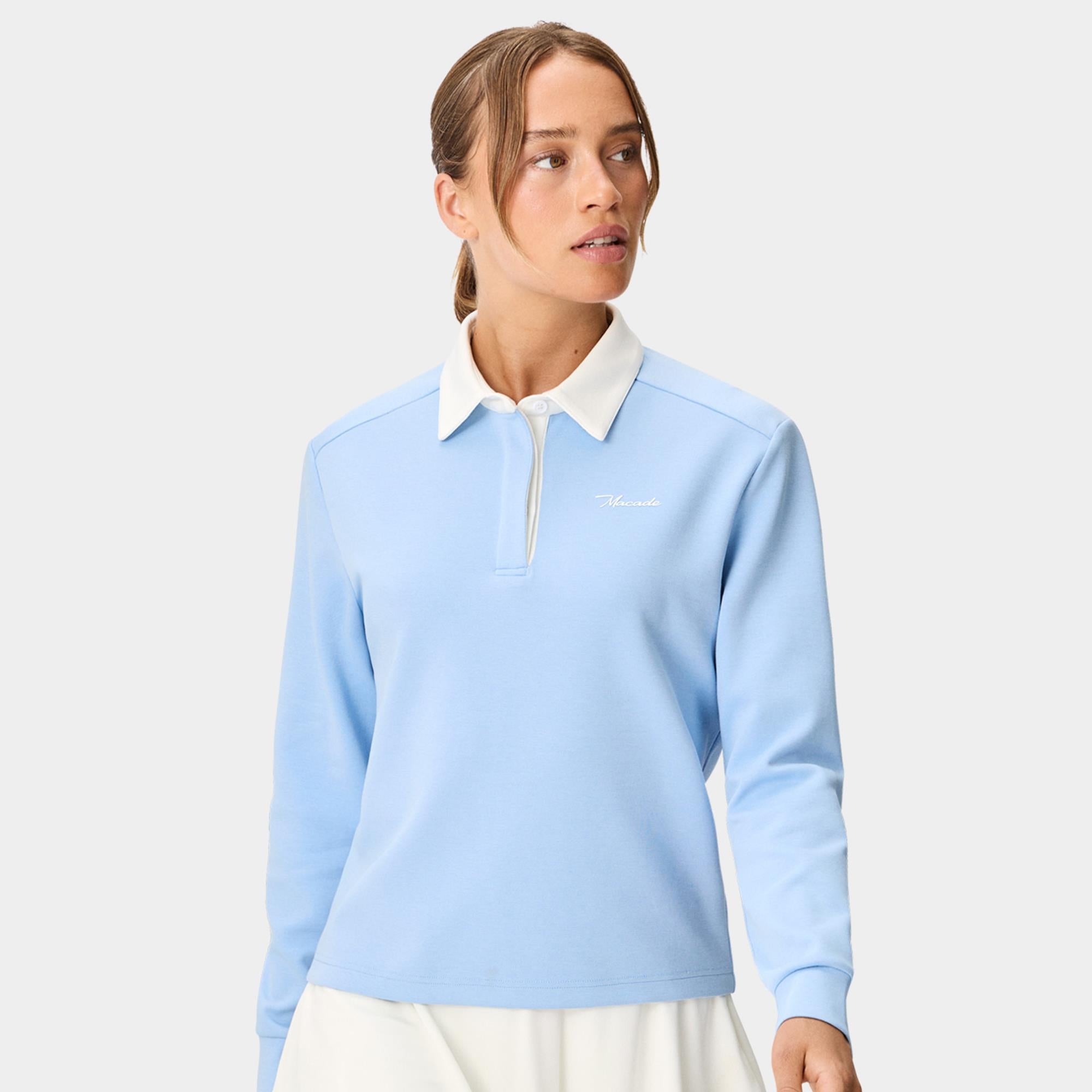 Macade Golf Richie Ladies Long Sleeve Golf Polo Shirt Powder Blue