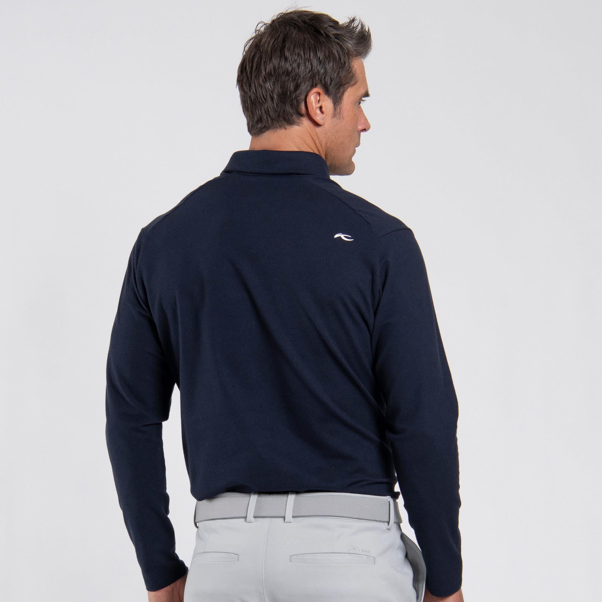 KJUS Scot Warm Mens Long Sleeve Polo Shirt Atlanta Blue