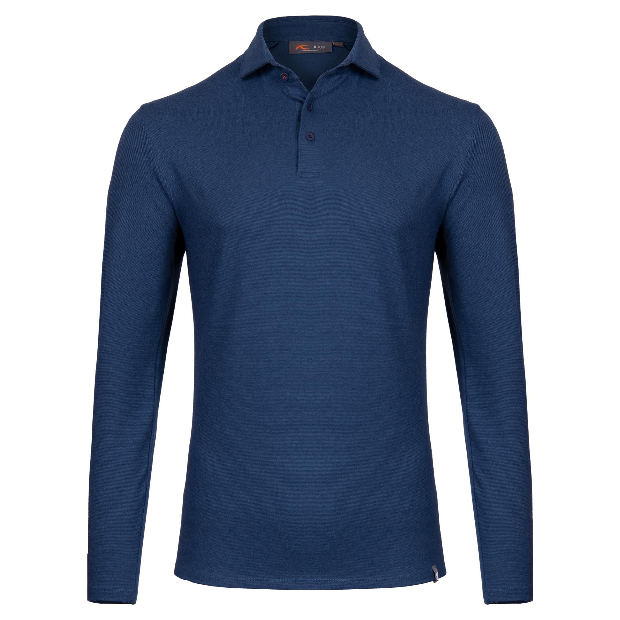 KJUS Scot Warm Mens Long Sleeve Polo Shirt Maritime