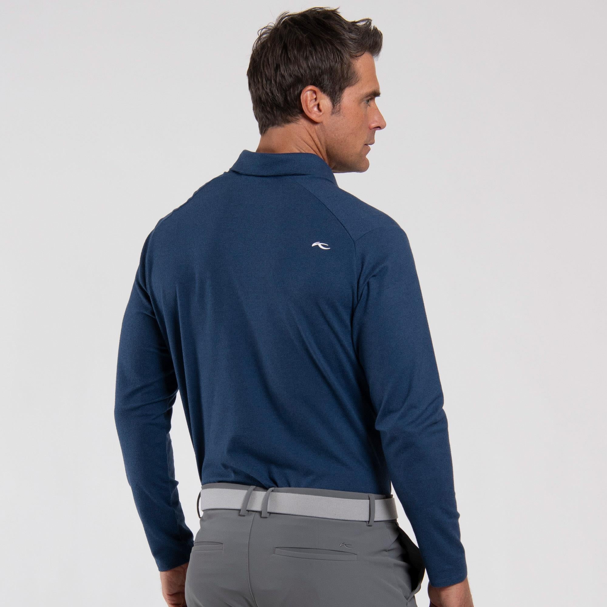 KJUS Scot Warm Mens Long Sleeve Polo Shirt Maritime