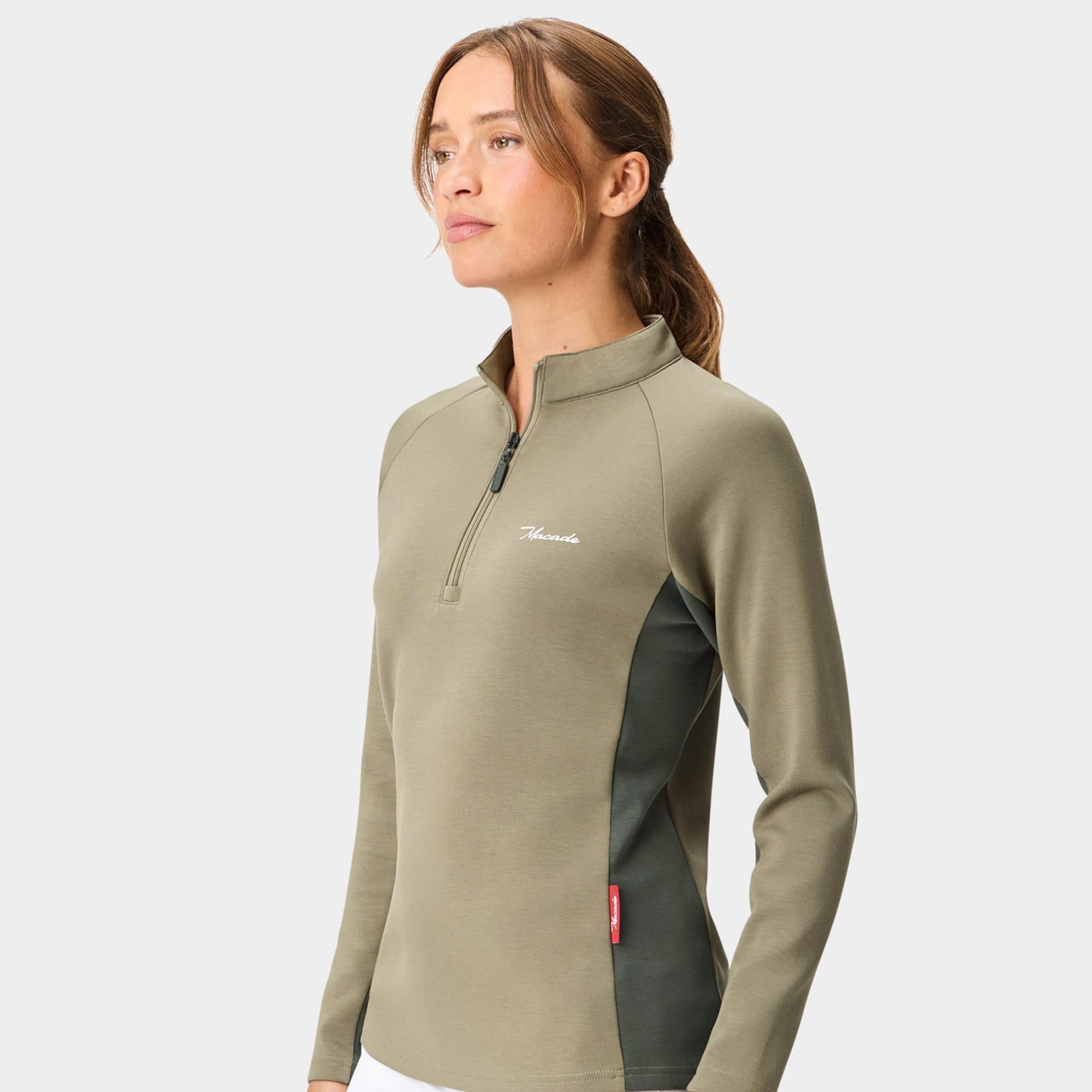 Macade Golf TX Course Quarter Zip Ladies Golf Mid Layer Sage