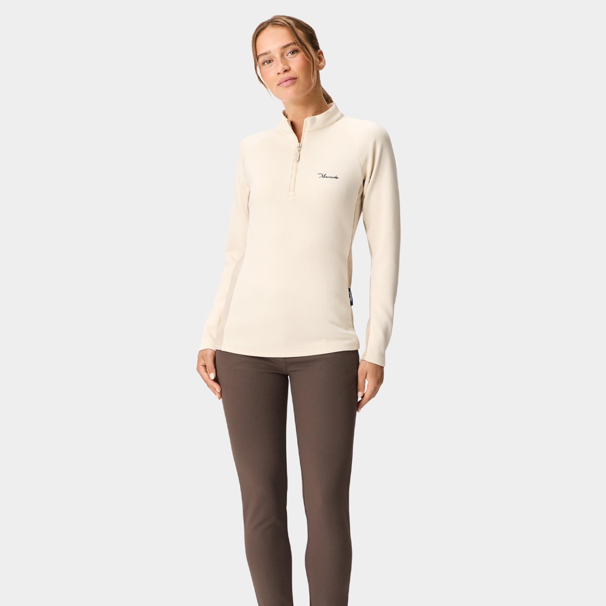 Macade Golf TX Course Quarter Zip Ladies Golf Mid Layer Sand