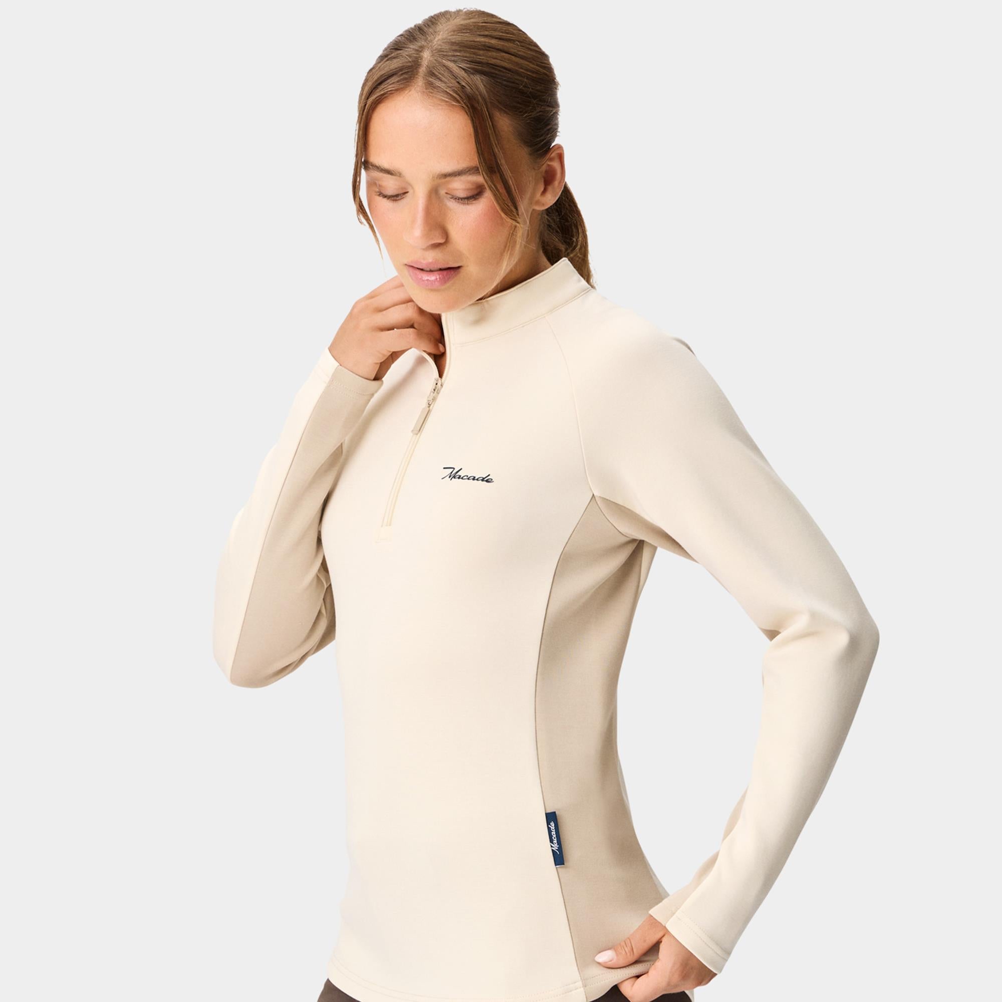 Macade Golf TX Course Quarter Zip Ladies Golf Mid Layer Sand