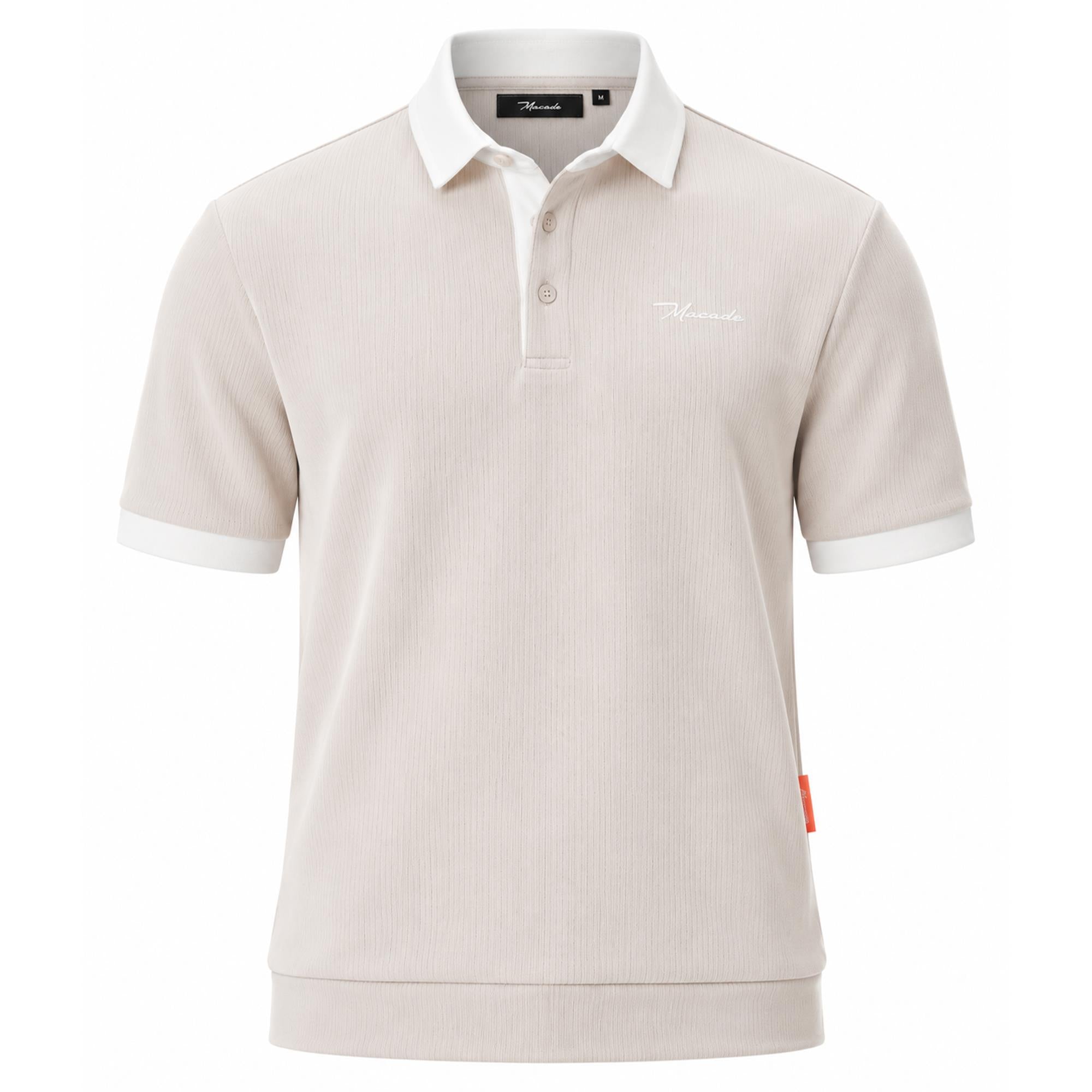 Macade Golf AR Tech Mens Golf Polo Shirt Tan