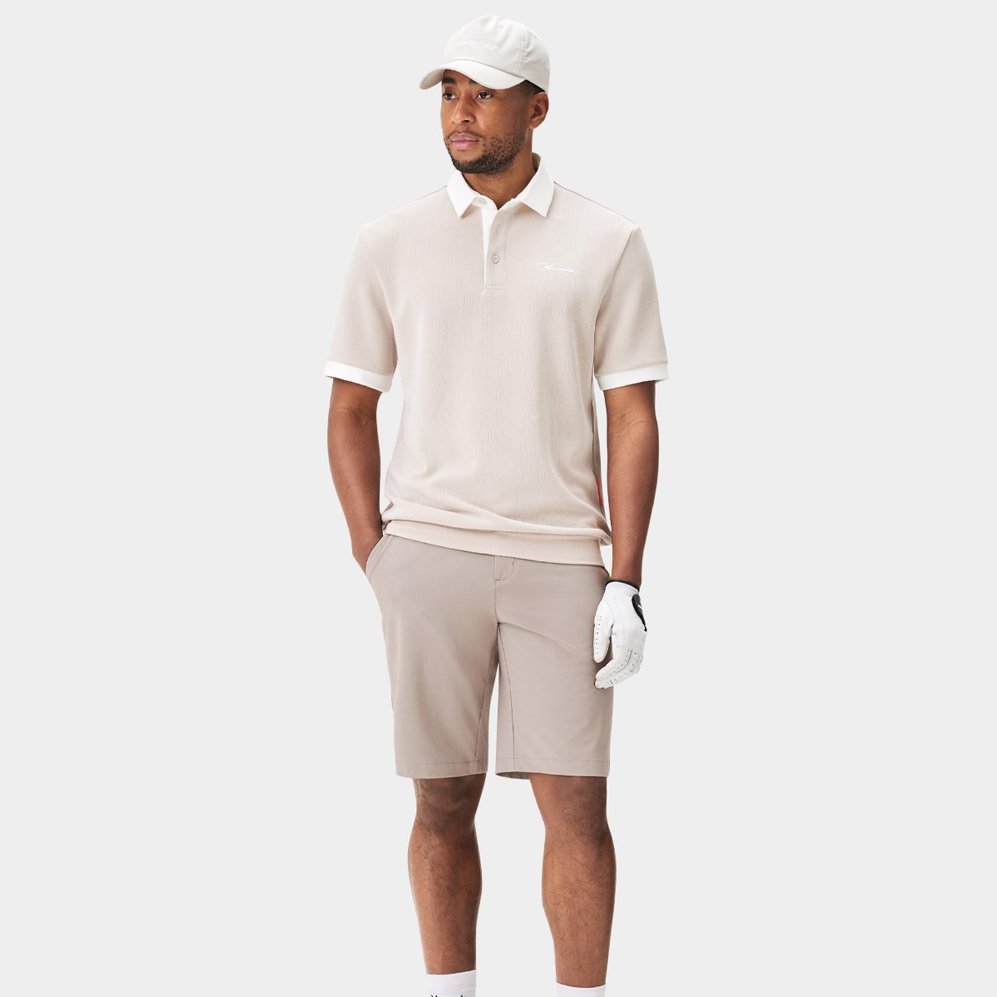 Macade Golf AR Tech Mens Golf Polo Shirt Tan