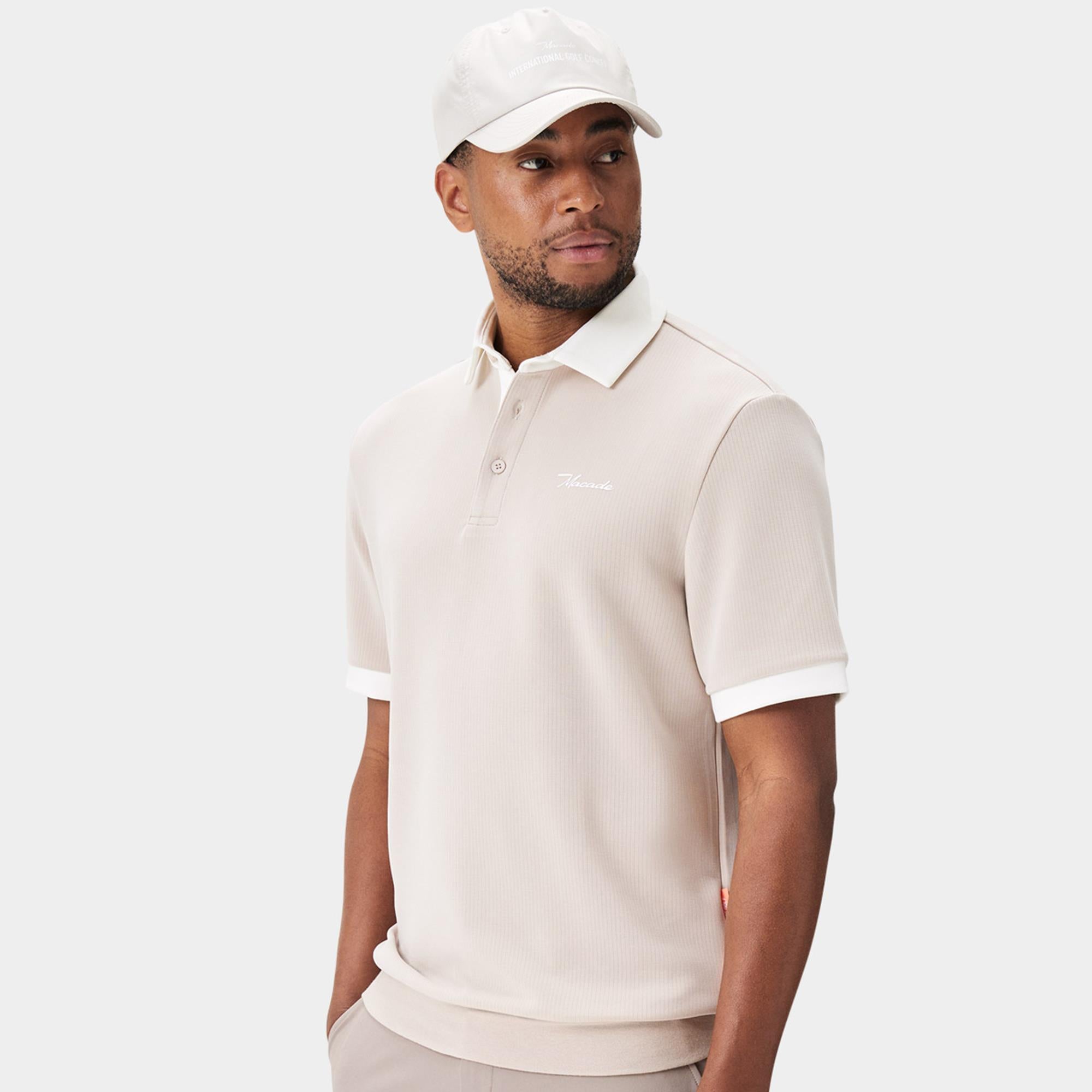 Macade Golf AR Tech Mens Golf Polo Shirt Tan