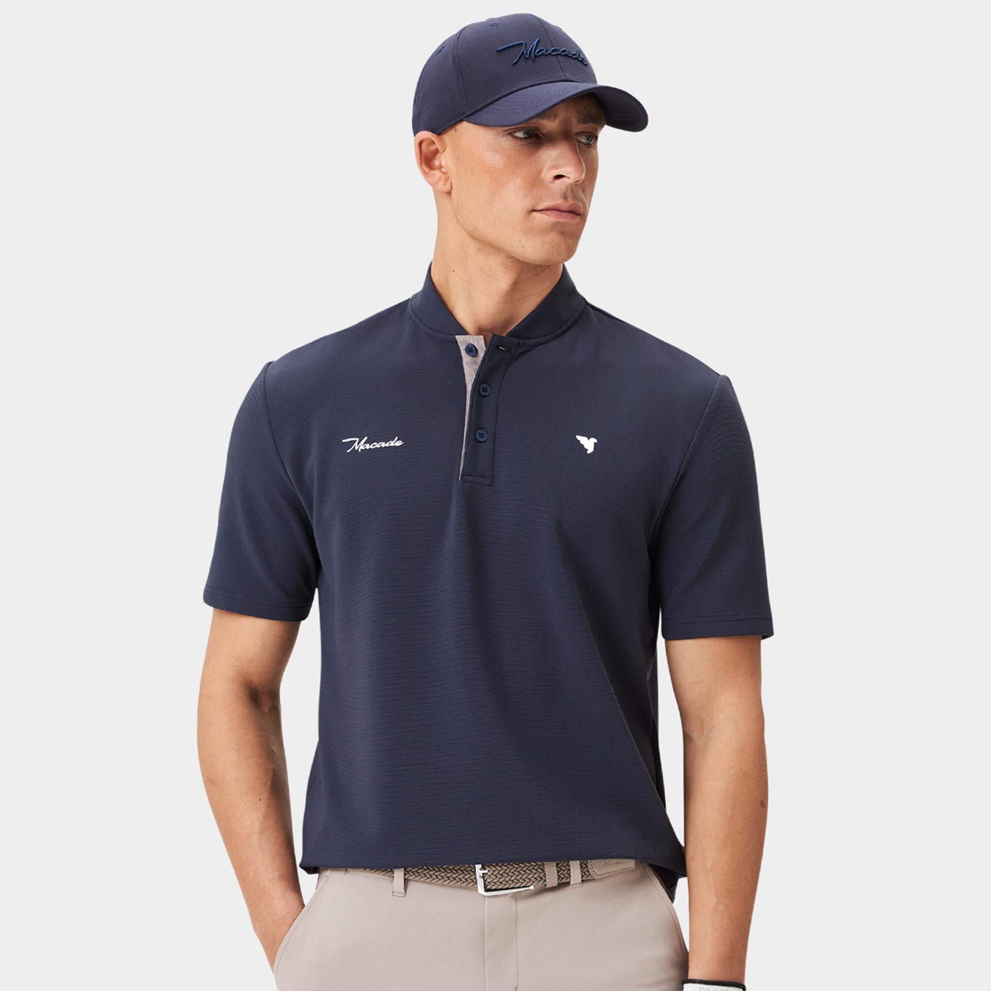 Macade Golf Heath Bomber Mens Golf Polo Shirt Dark Blue