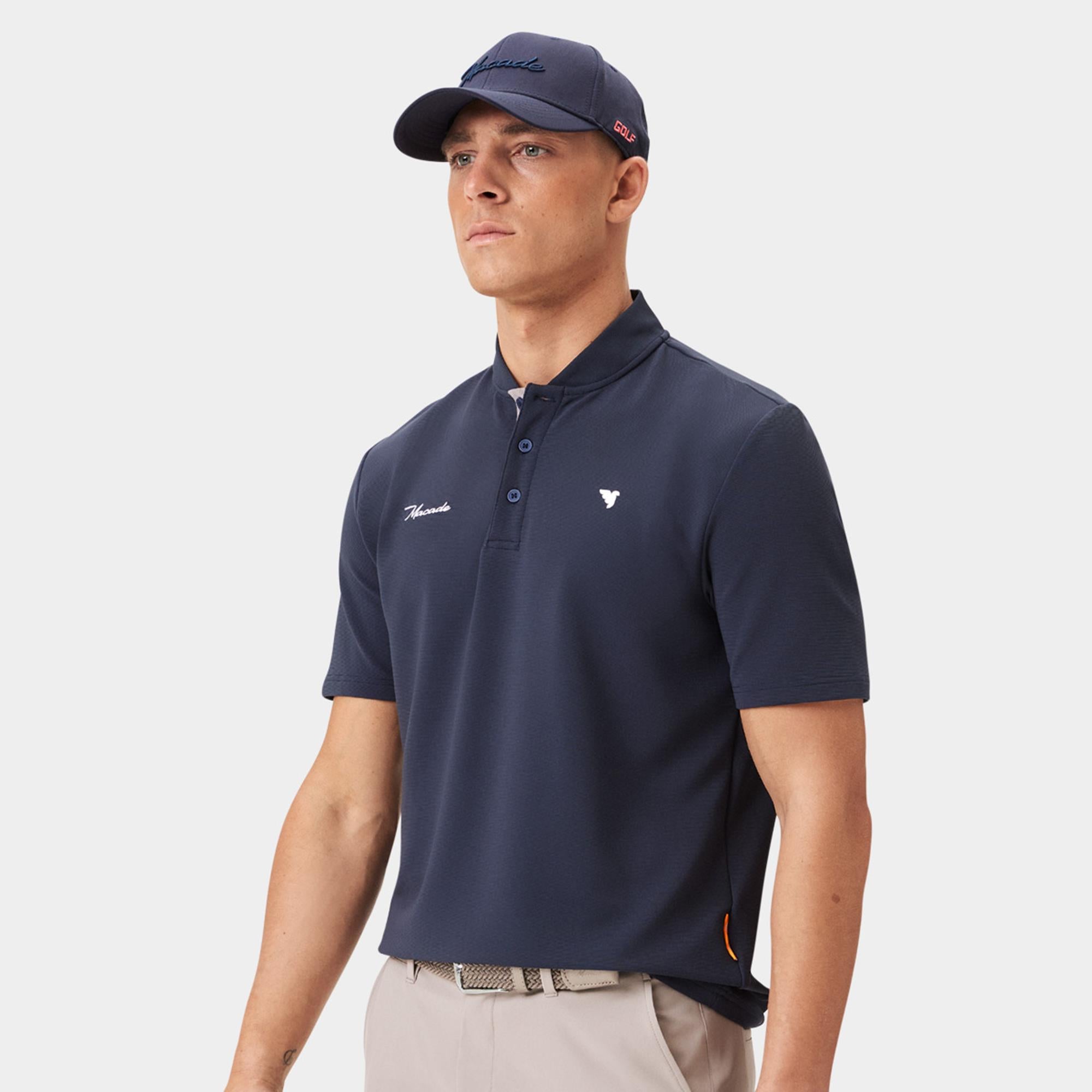 Macade Golf Heath Bomber Mens Golf Polo Shirt Dark Blue