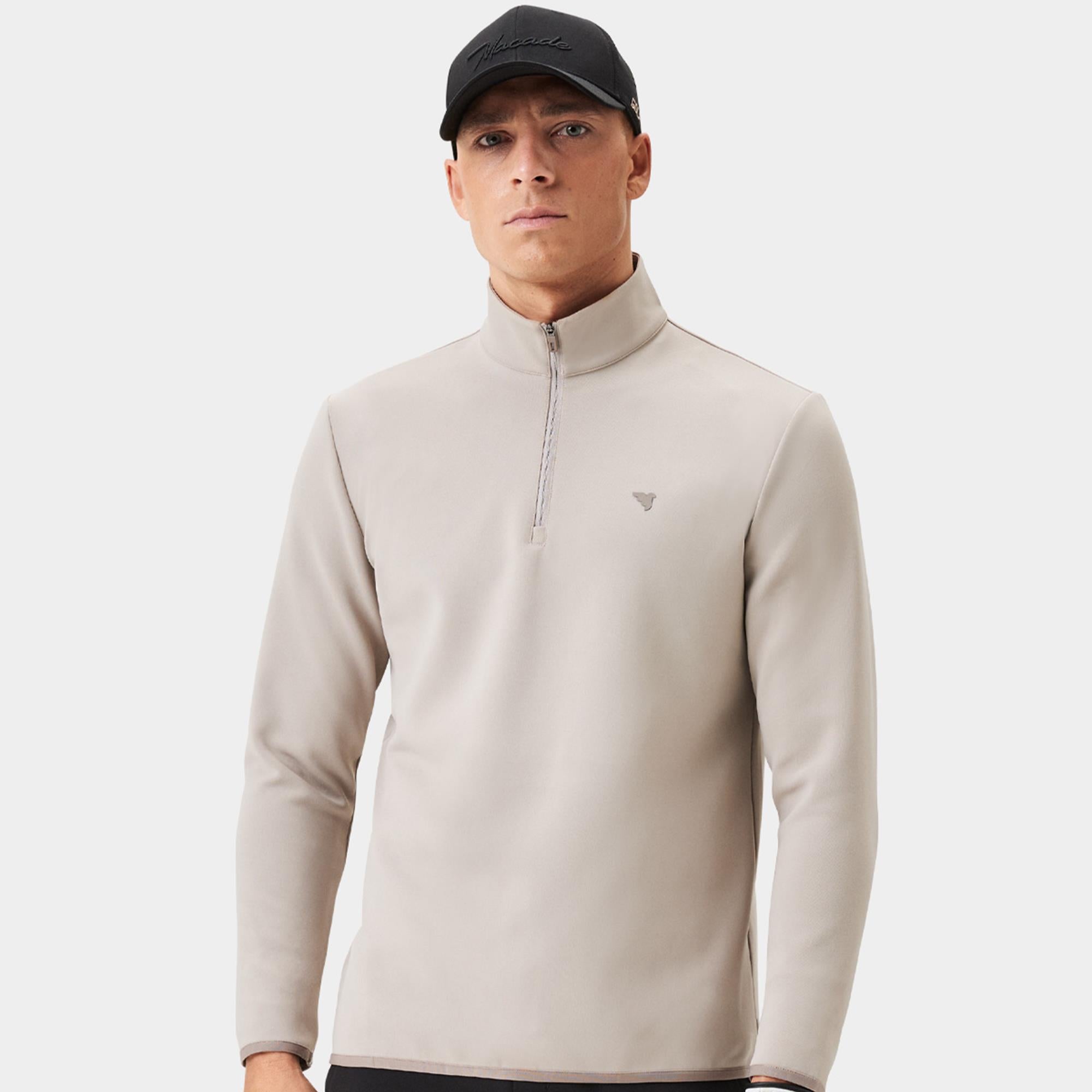 Macade Golf Therma Quarter Zip Mens Golf Mid Layer Taupe