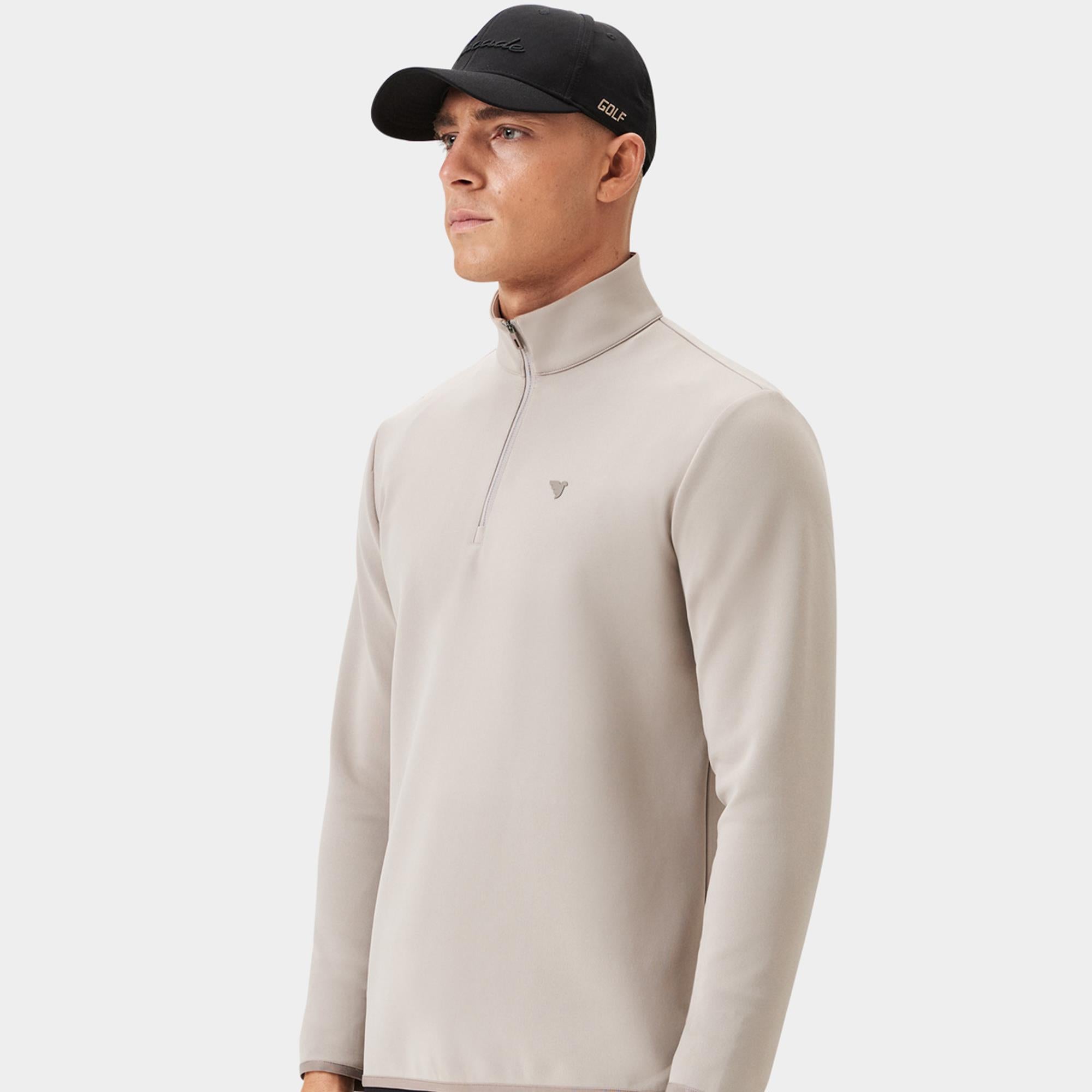 Macade Golf Therma Quarter Zip Mens Golf Mid Layer Taupe