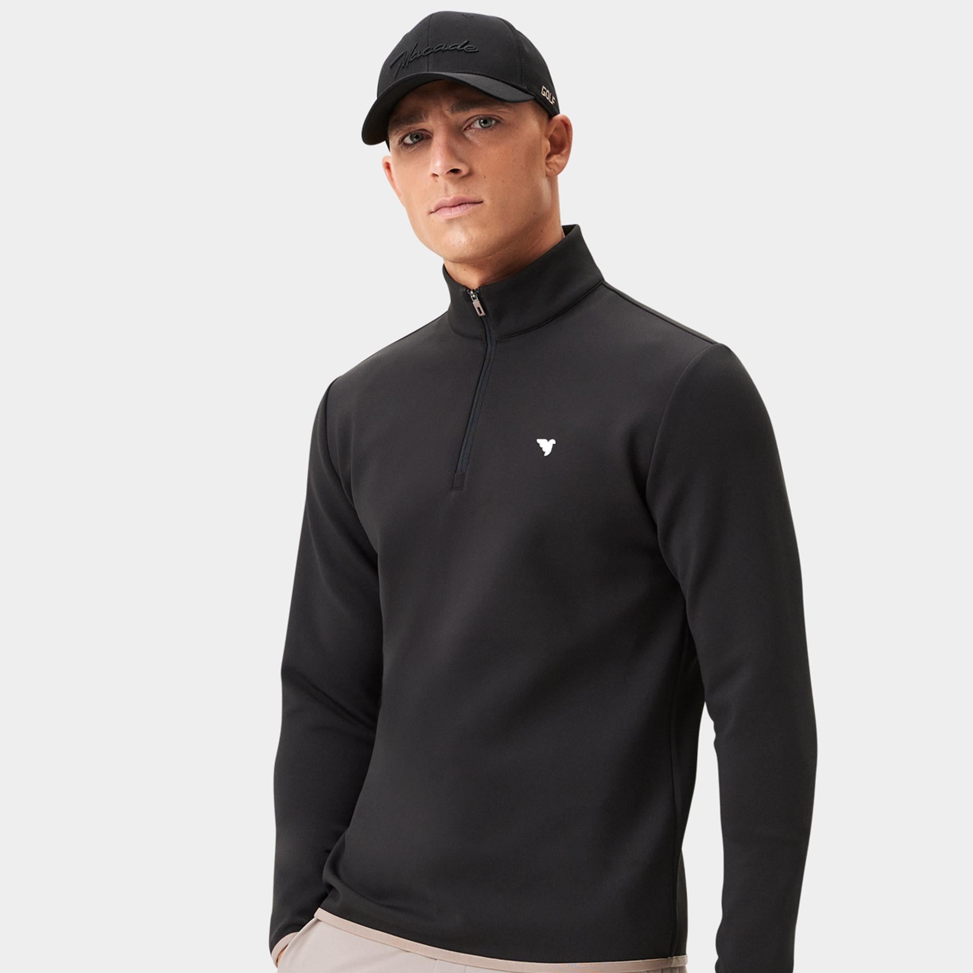 Macade Golf Therma Quarter Zip Mens Golf Mid Layer Black