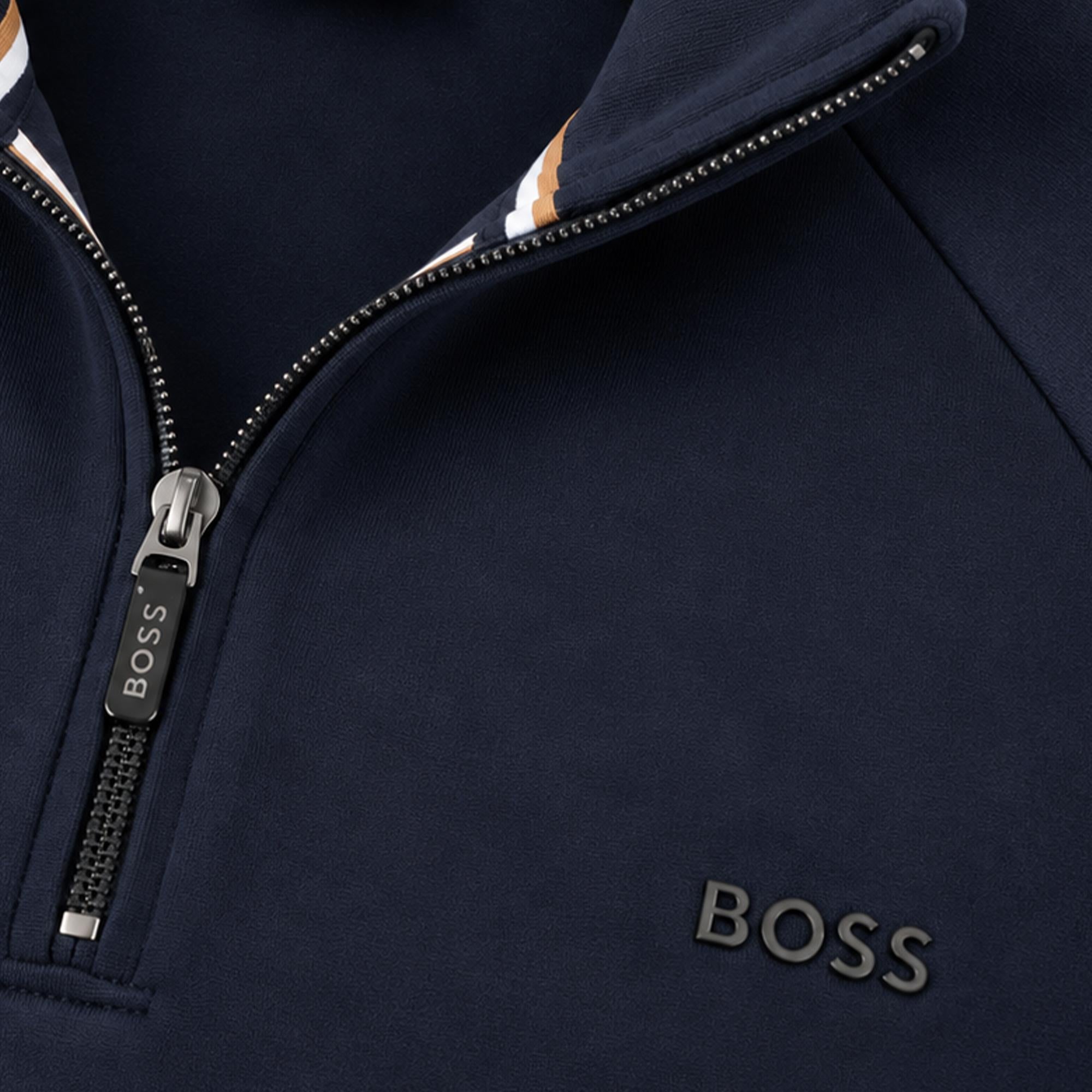 Boss Sense Mens 1/4 Zip Jacket Dark Blue