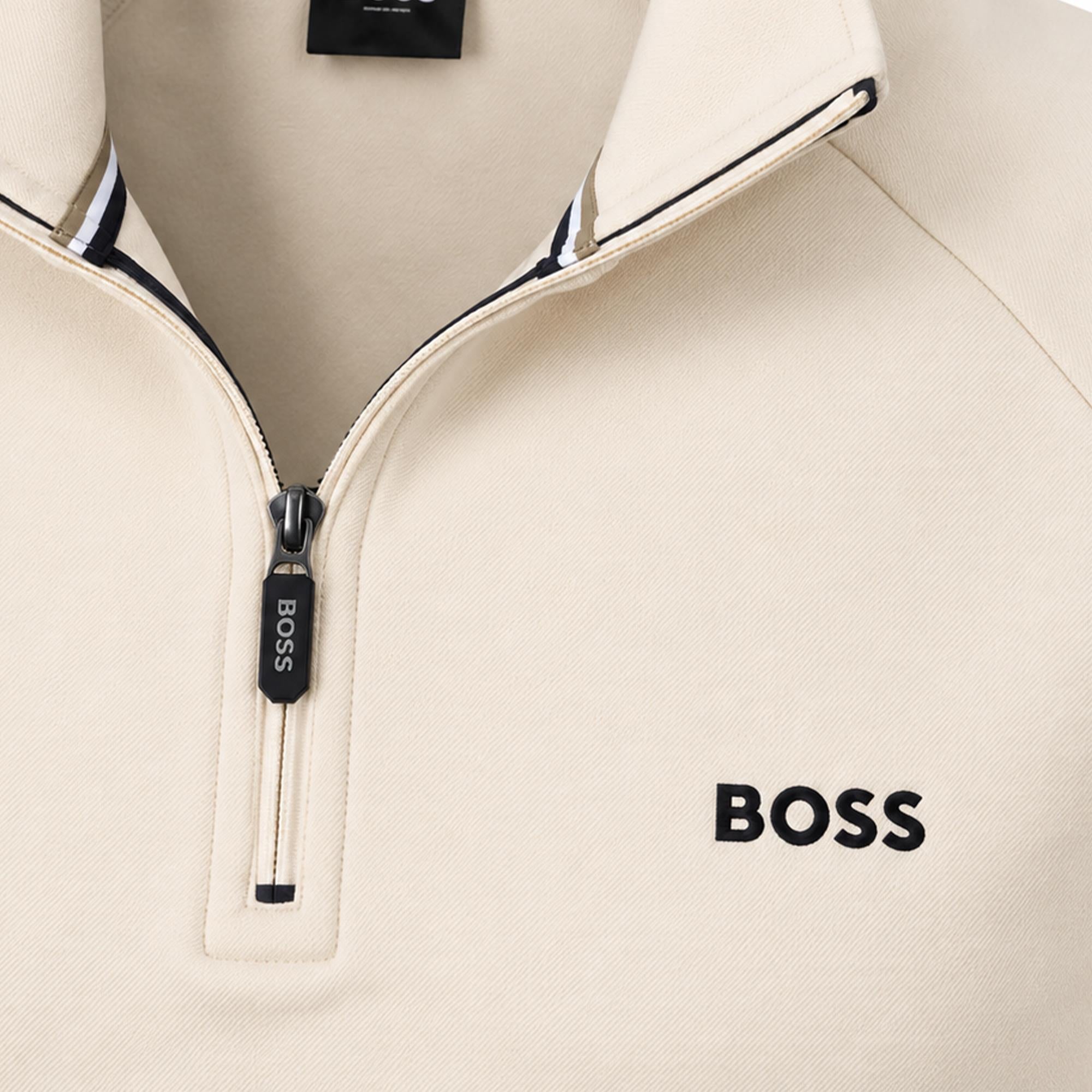 Boss Sense Mens 1/4 Zip Jacket Open White