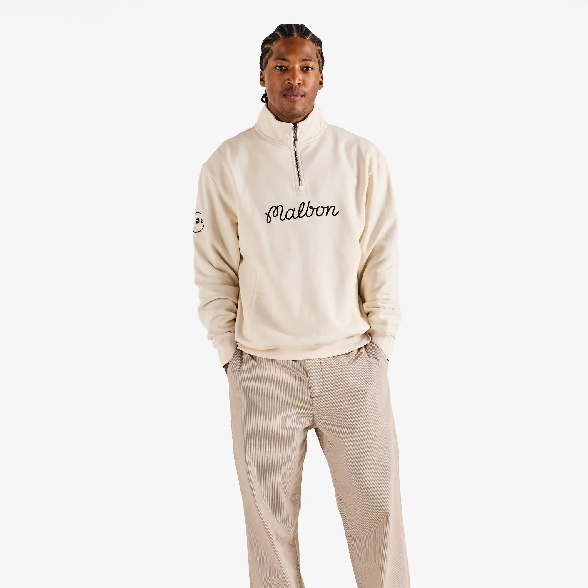 Malbon Golf Collegiate Mens Sweatshirt Ivory