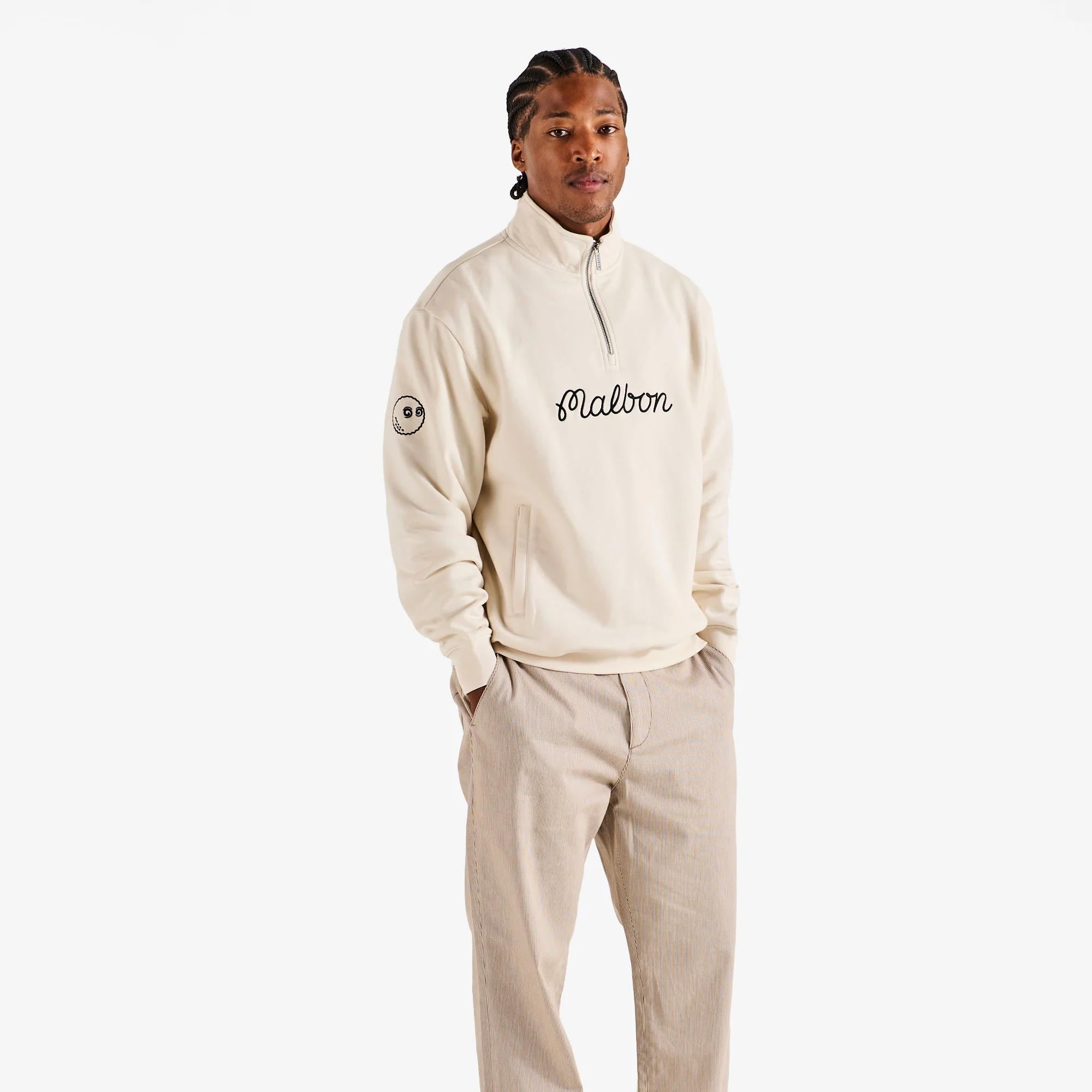Malbon Golf Collegiate Mens Sweatshirt Ivory