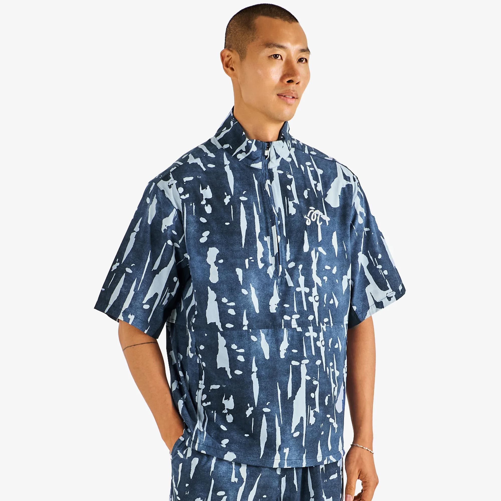 Malbon Golf Pine Inkwash Mens Windshirt Navy Inkwash