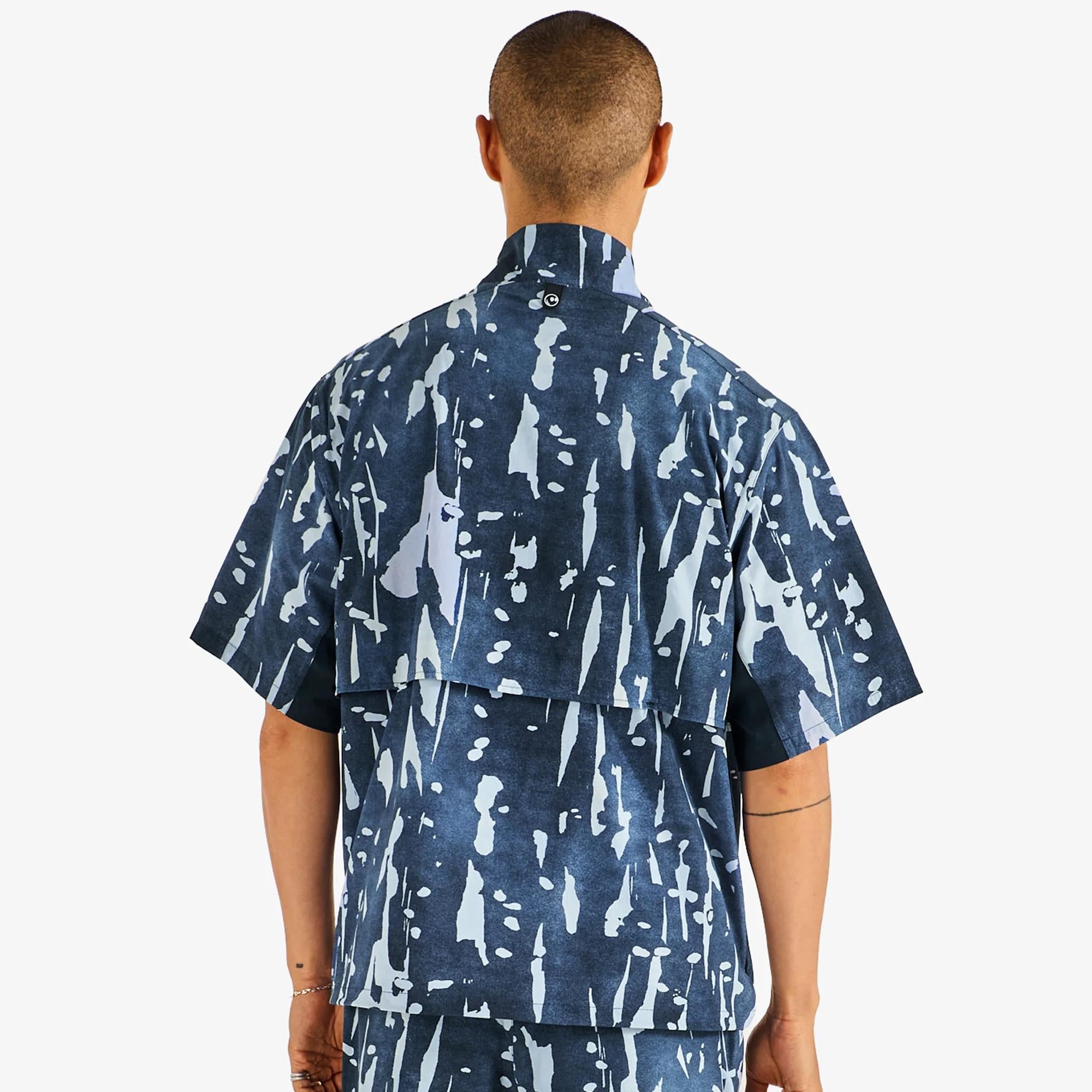 Malbon Golf Pine Inkwash Mens Windshirt Navy Inkwash