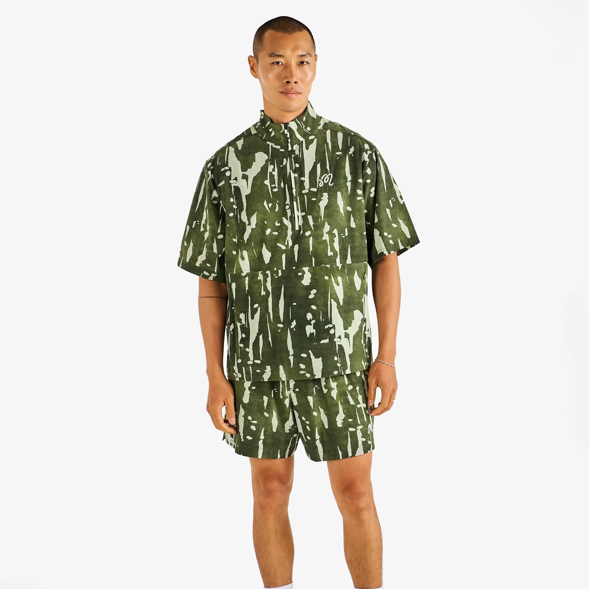 Malbon Golf Pine Inkwash Mens Windshirt Olive Inkwash