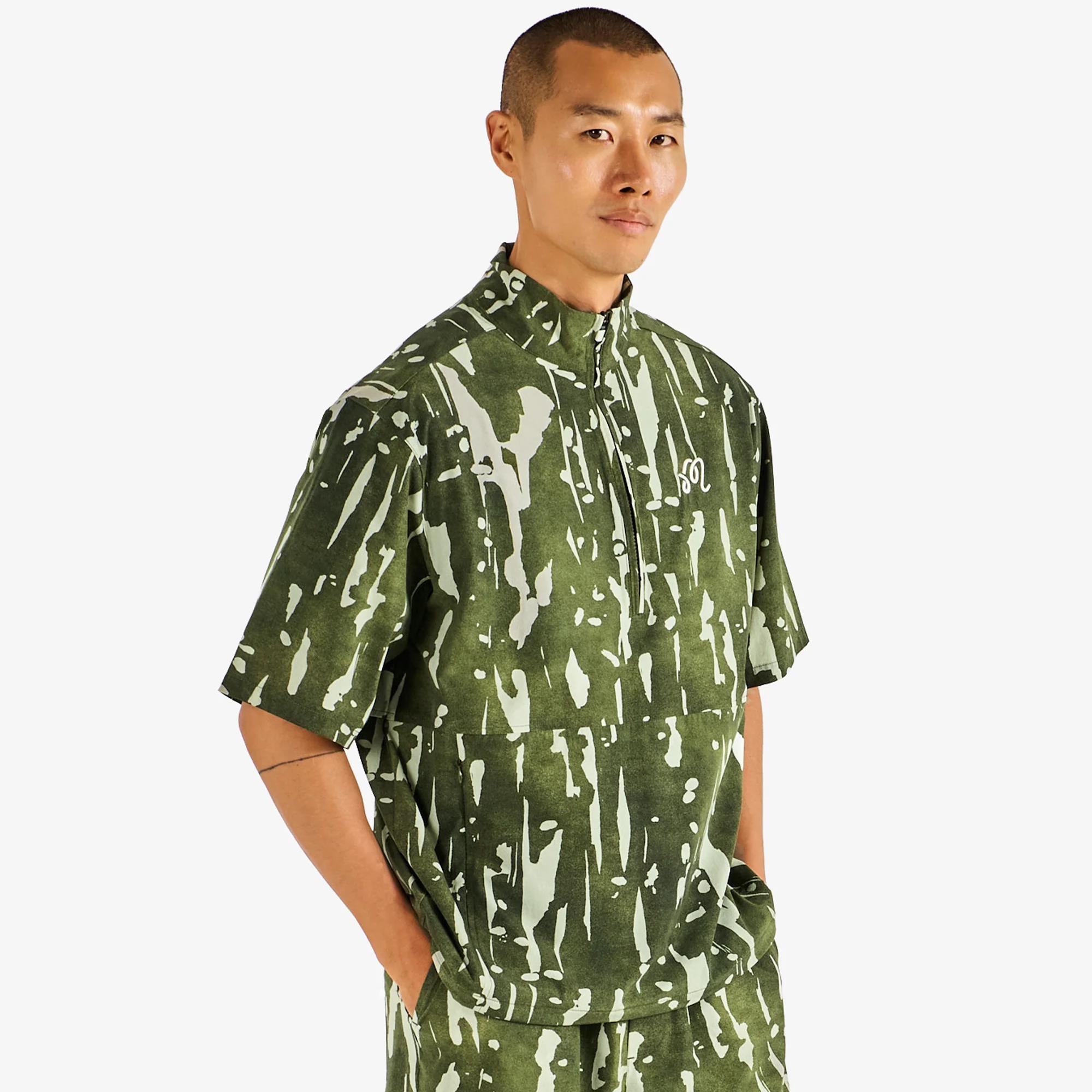 Malbon Golf Pine Inkwash Mens Windshirt Olive Inkwash