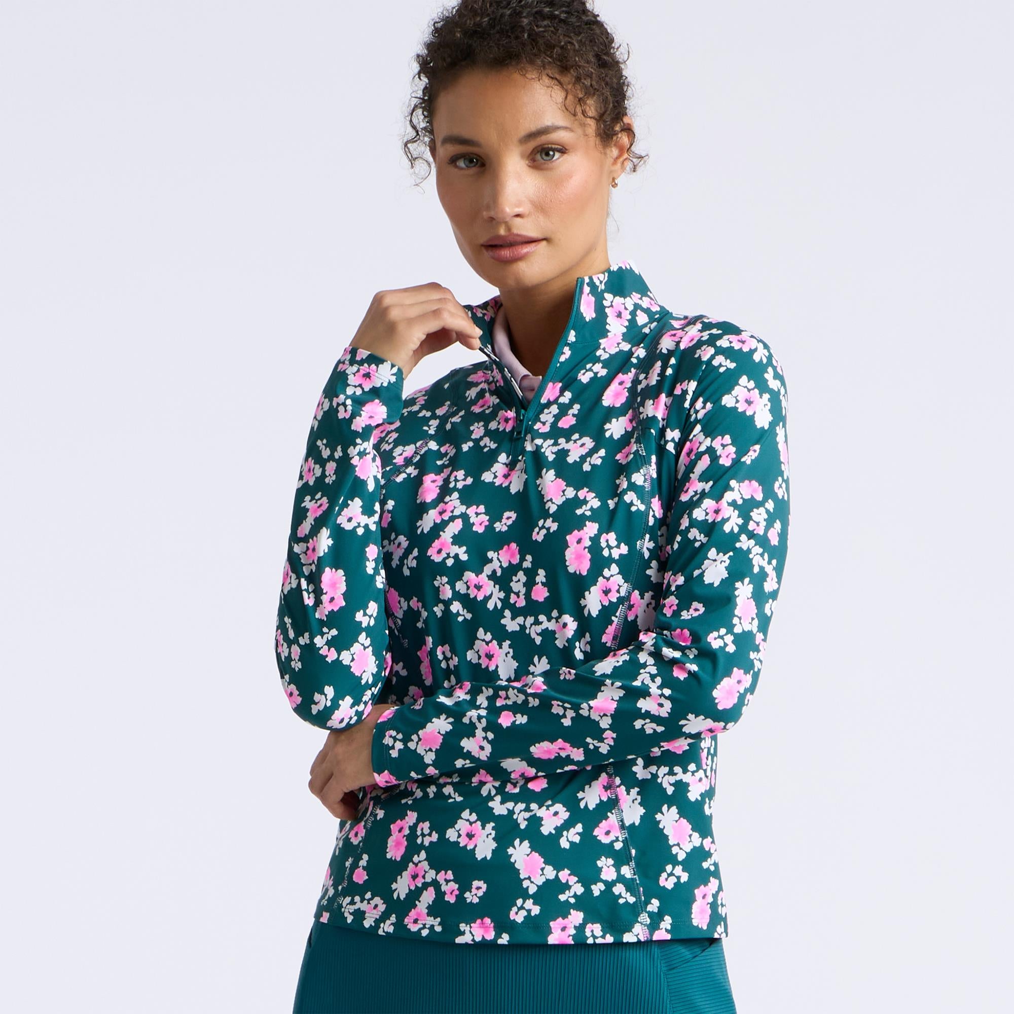 G/FORE Blossom Silky Tech Nylon 1/4 Zip Ladies Golf Pullover