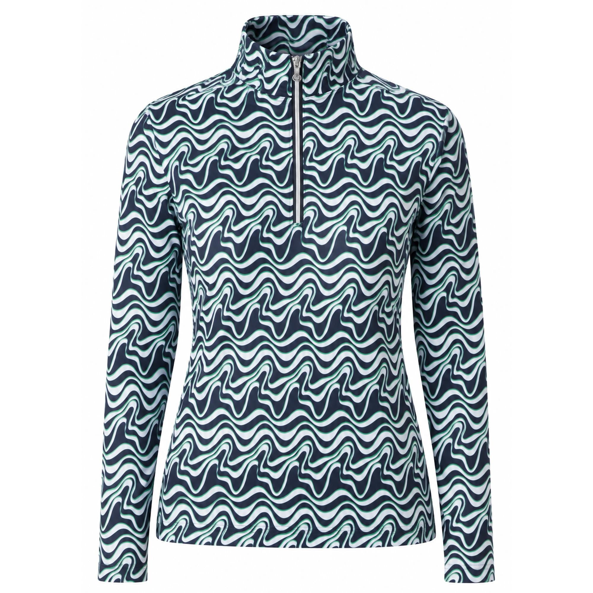 Daily Sports Print Peached Zip Neck Ladies Long Sleeve Golf Polo Shirt Flair Motion