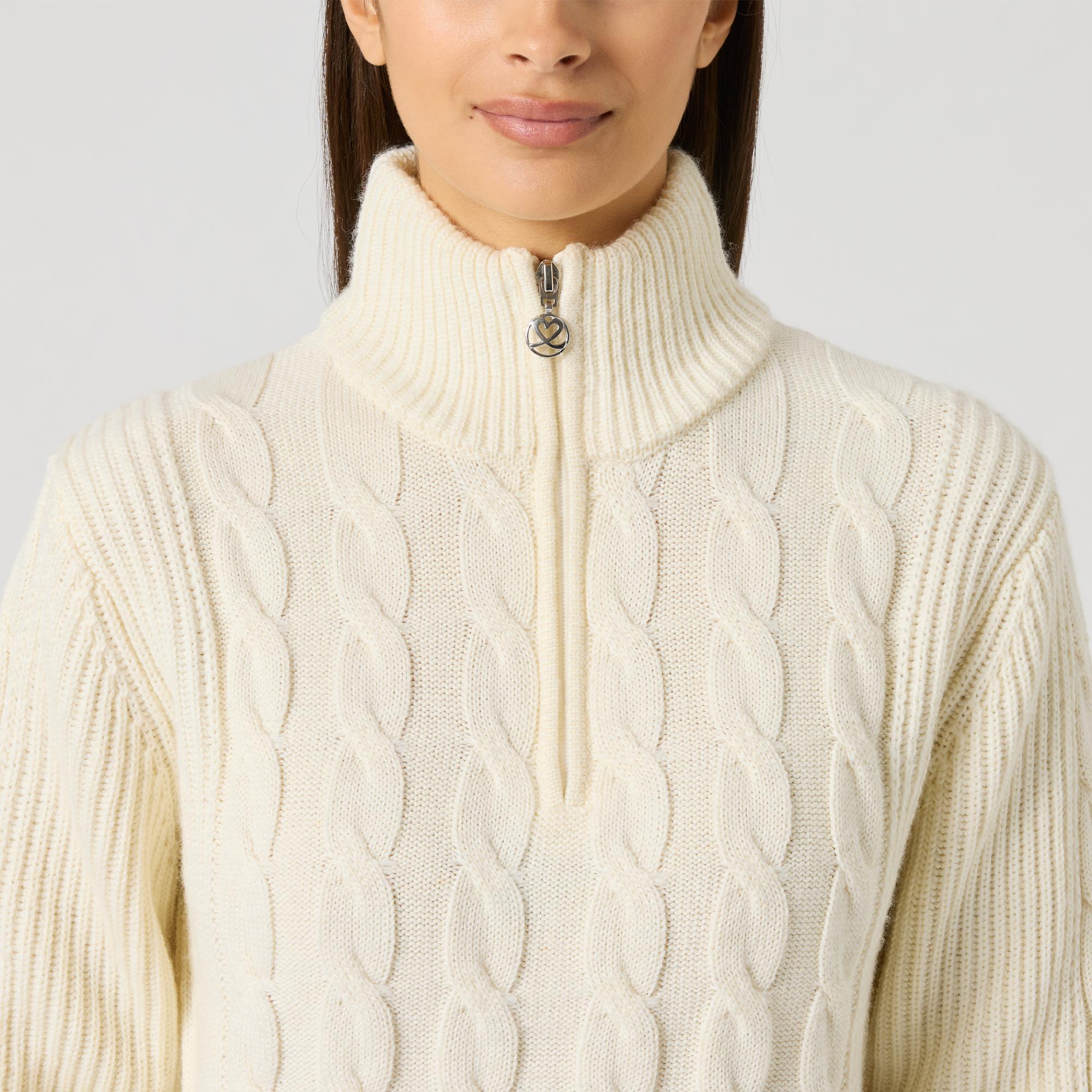 Daily Sports Cable Knit Ladies Lined Golf Pullover Ivory