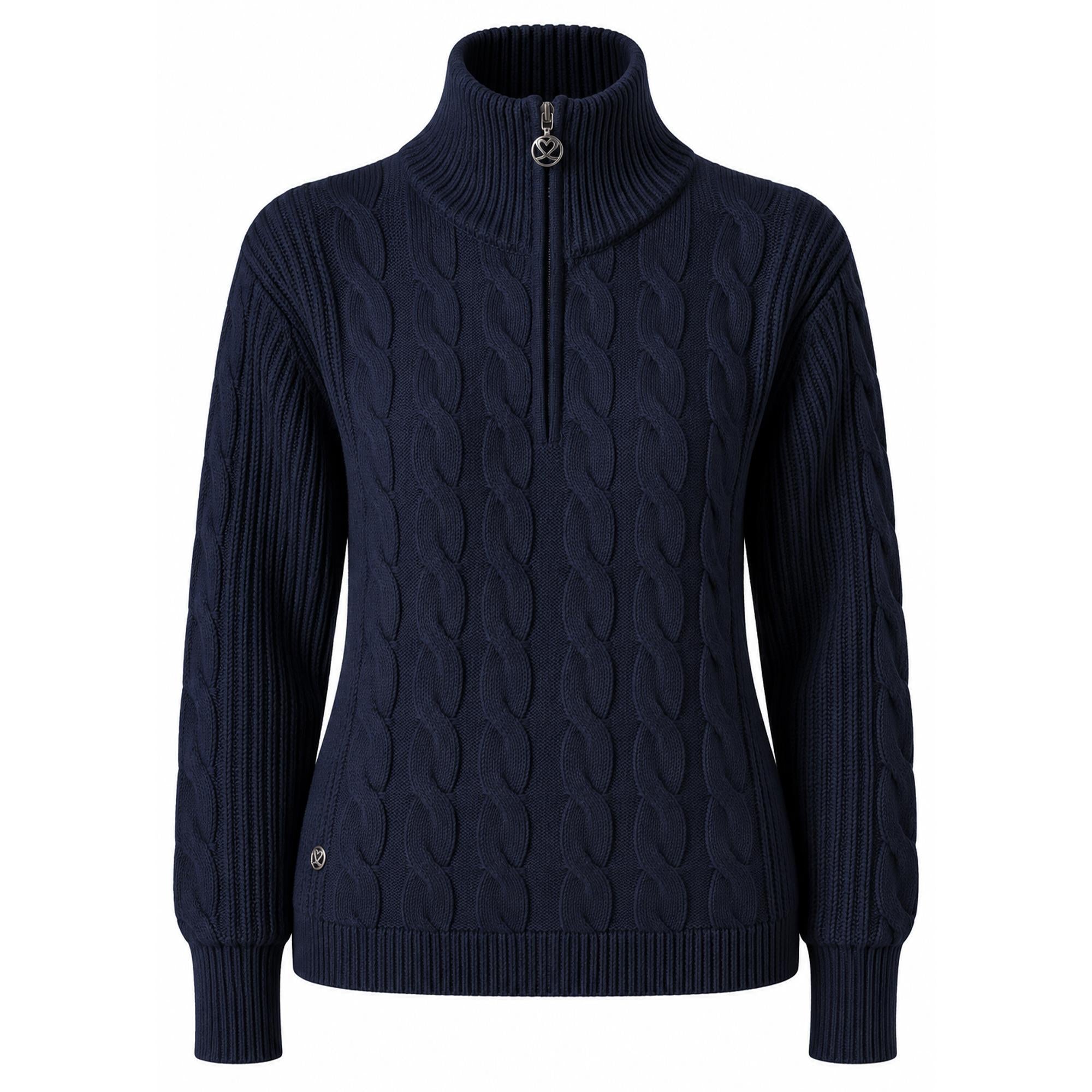 Daily Sports Cable Knit Ladies Lined Golf Pullover Navy