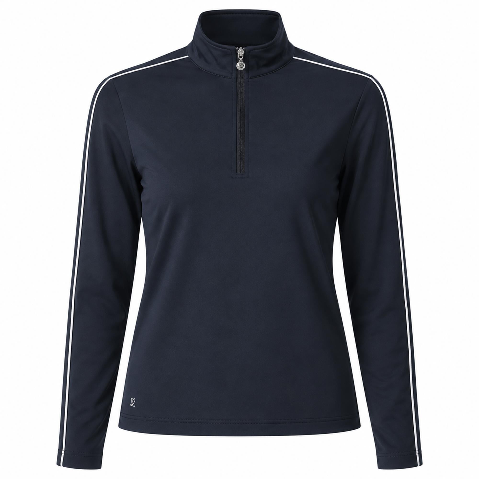 Daily Sports Piping Ladies Long Sleeve Polo Shirt Navy