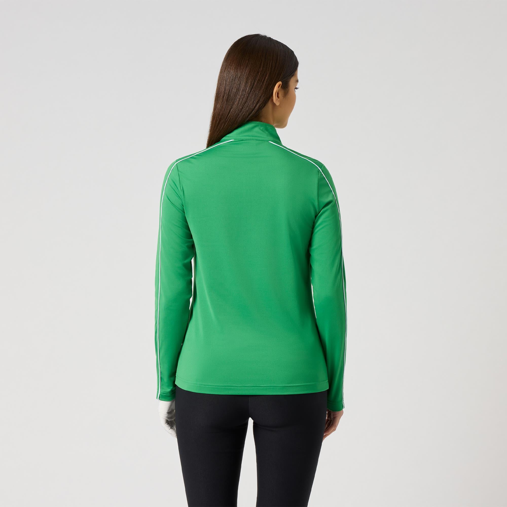 Daily Sports Piping Ladies Long Sleeve Polo Shirt Leaf
