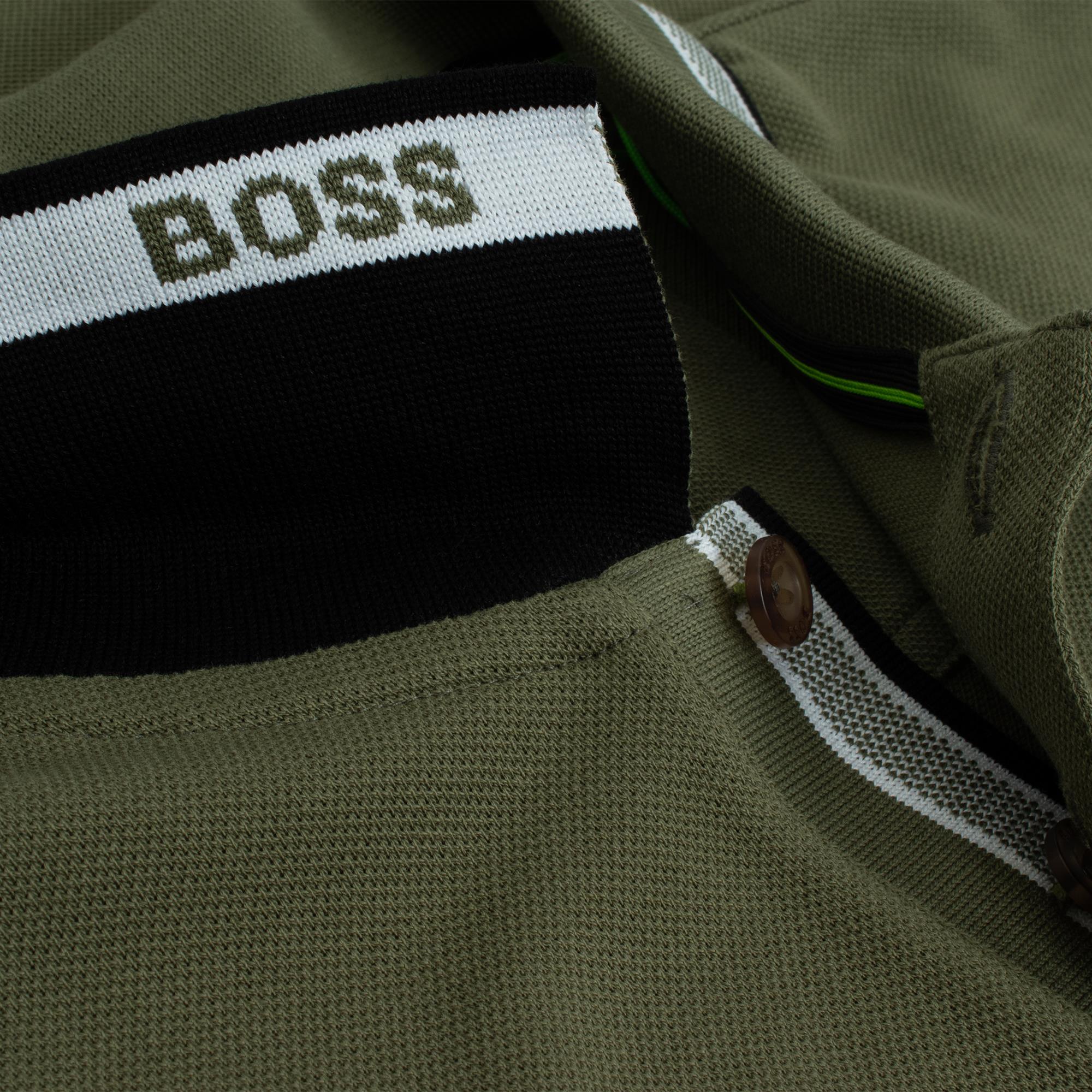 Boss Paddy Cotton Pique Mens Polo Shirt Dark Beige