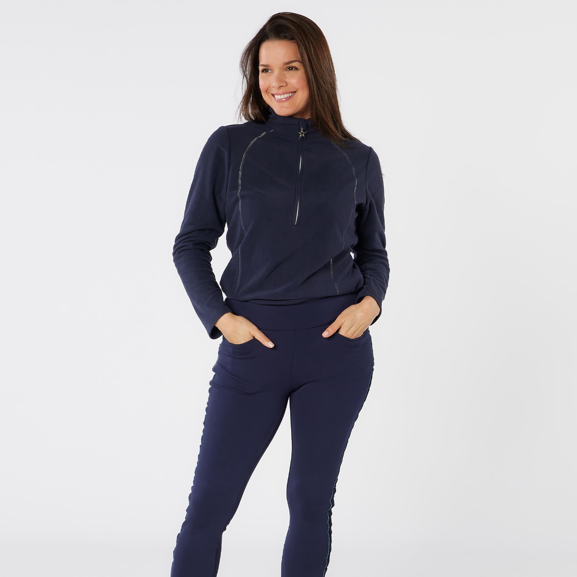 Swing Out Sister Frankie Quarter Zip Ladies Golf Fleece Navy Blazer